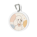 Placa de identificación personalizada para perro con lazo de caniche melocotón