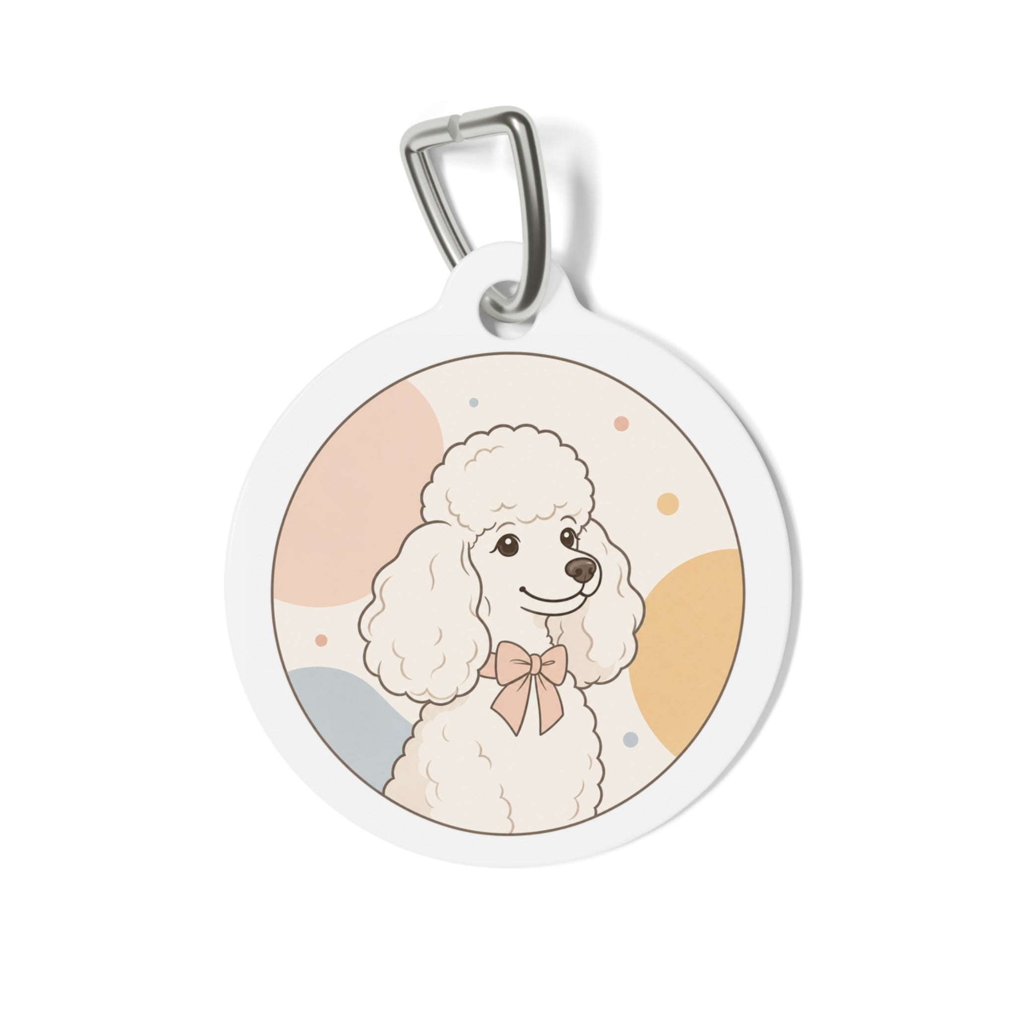 Poodle Peach Bow Personalized Dog ID Tag