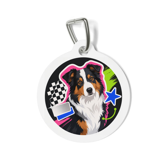 Australian Shepherd Neon Pop Personalized Dog ID Tag