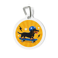 Skater Dachshund Energetic Sports Illustration Personalized Dog ID Tag