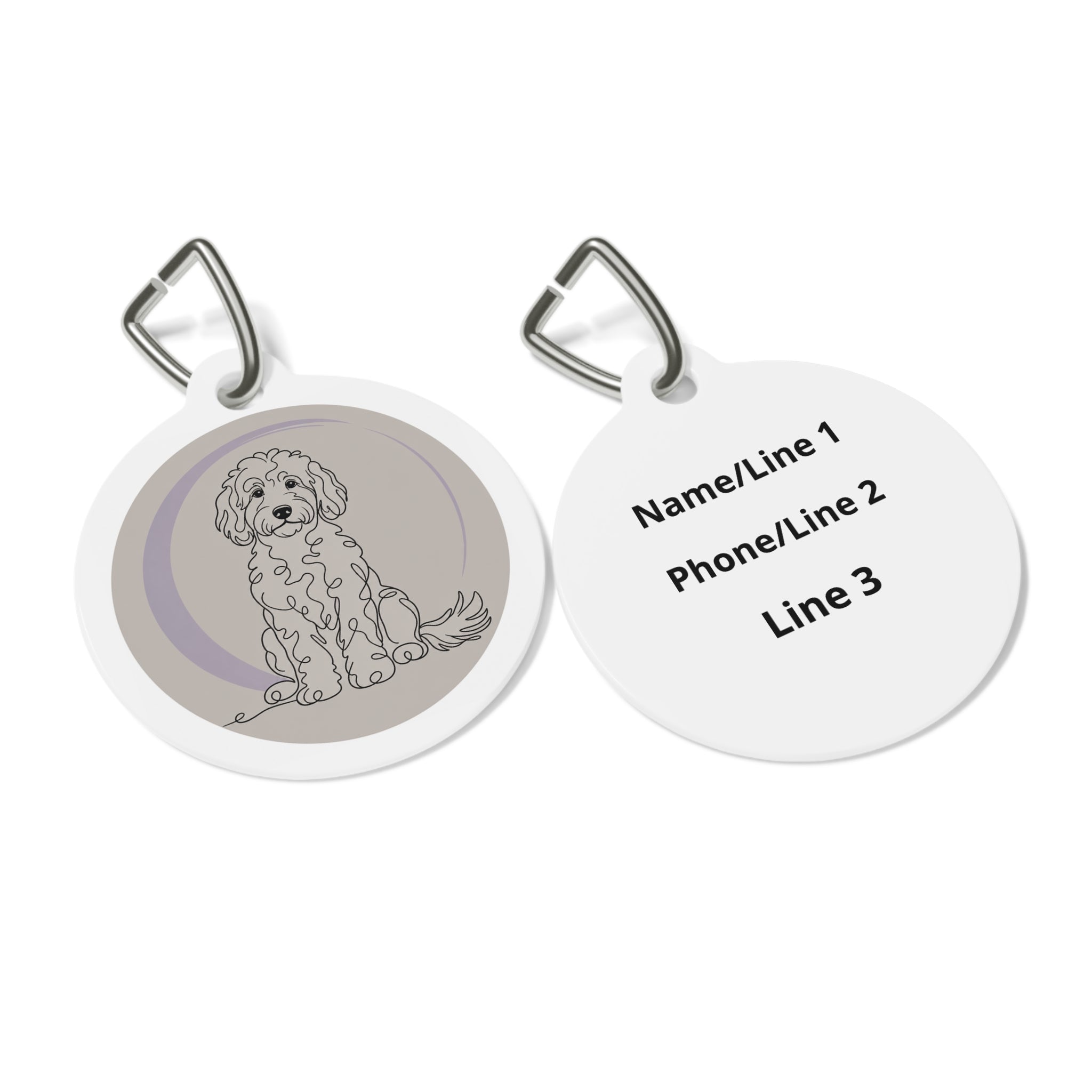 Ilustración Minimalista de Doodle Goldendoodle Placa de Identificación de Perro Personalizada