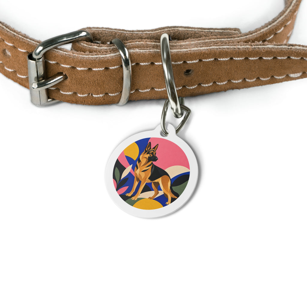 German Shepherd Modern Abstract Landscape Personalized Dog ID Tag