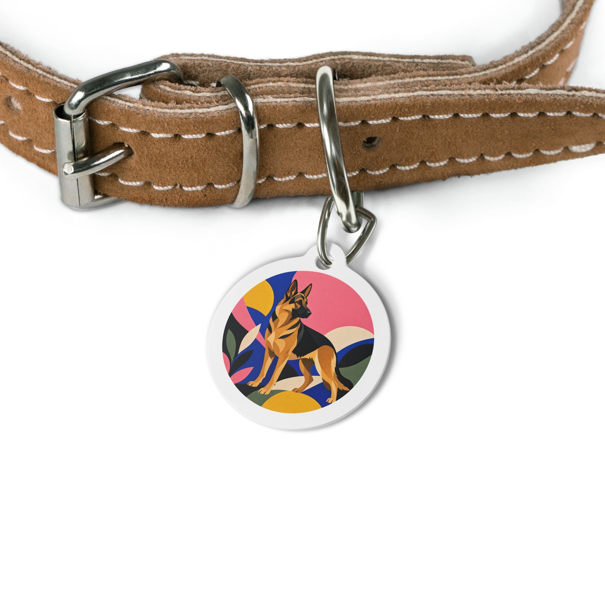 German Shepherd Modern Abstract Landscape Personalized Dog ID Tag