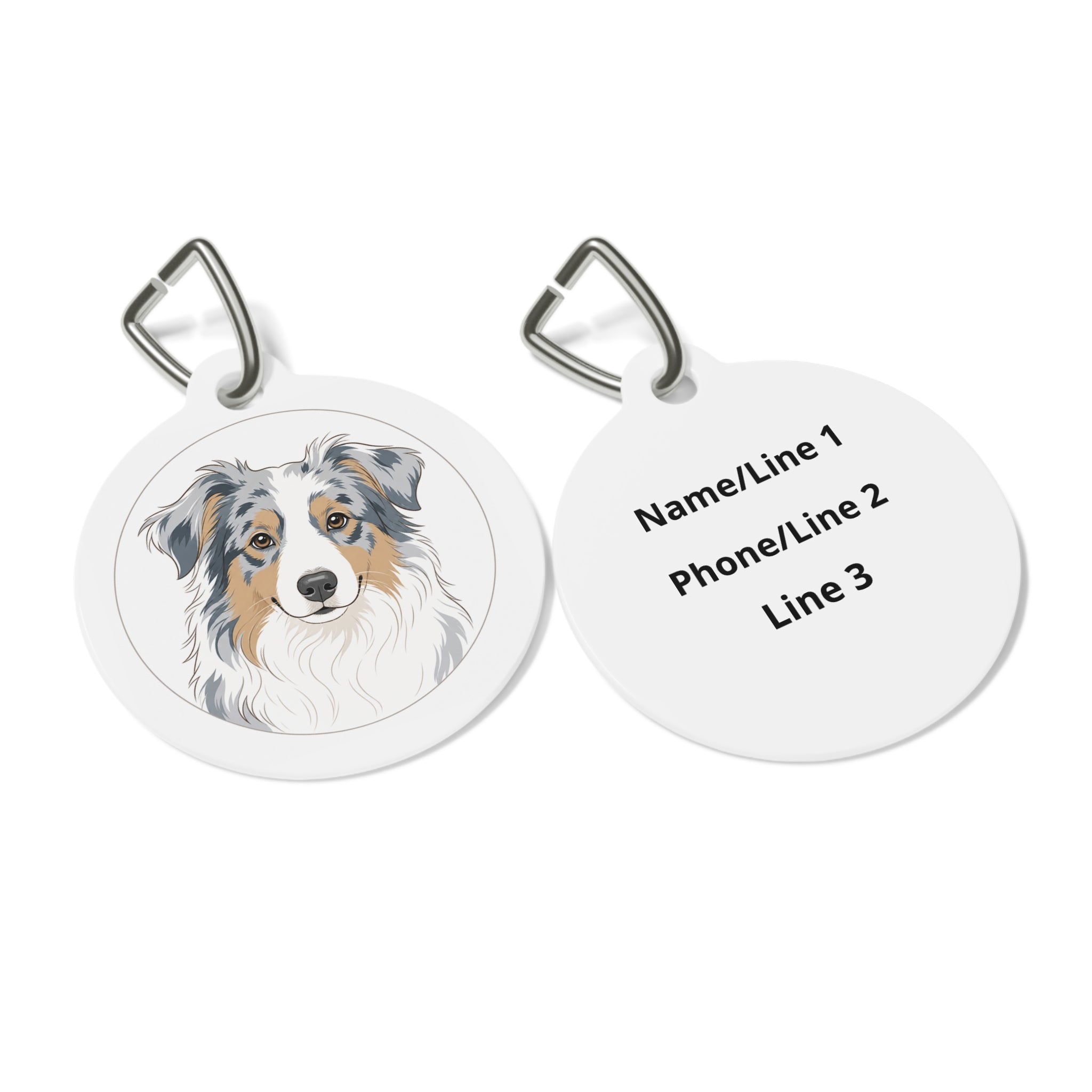 Australian Shepherd Minimal Blue Merle Personalized Dog ID Tag