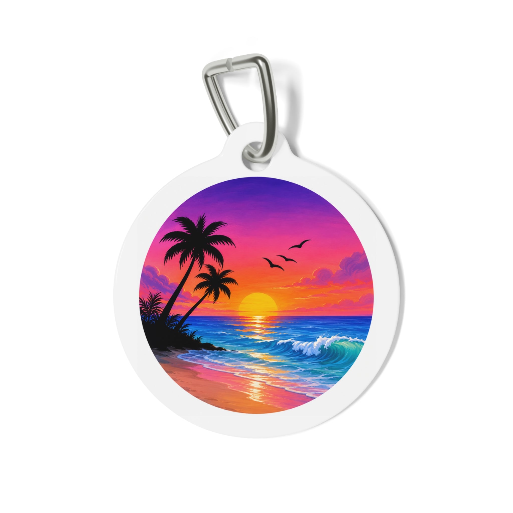 Vivid Beach Sunset Dreamy Coastal Scene Personalized Dog ID Tag