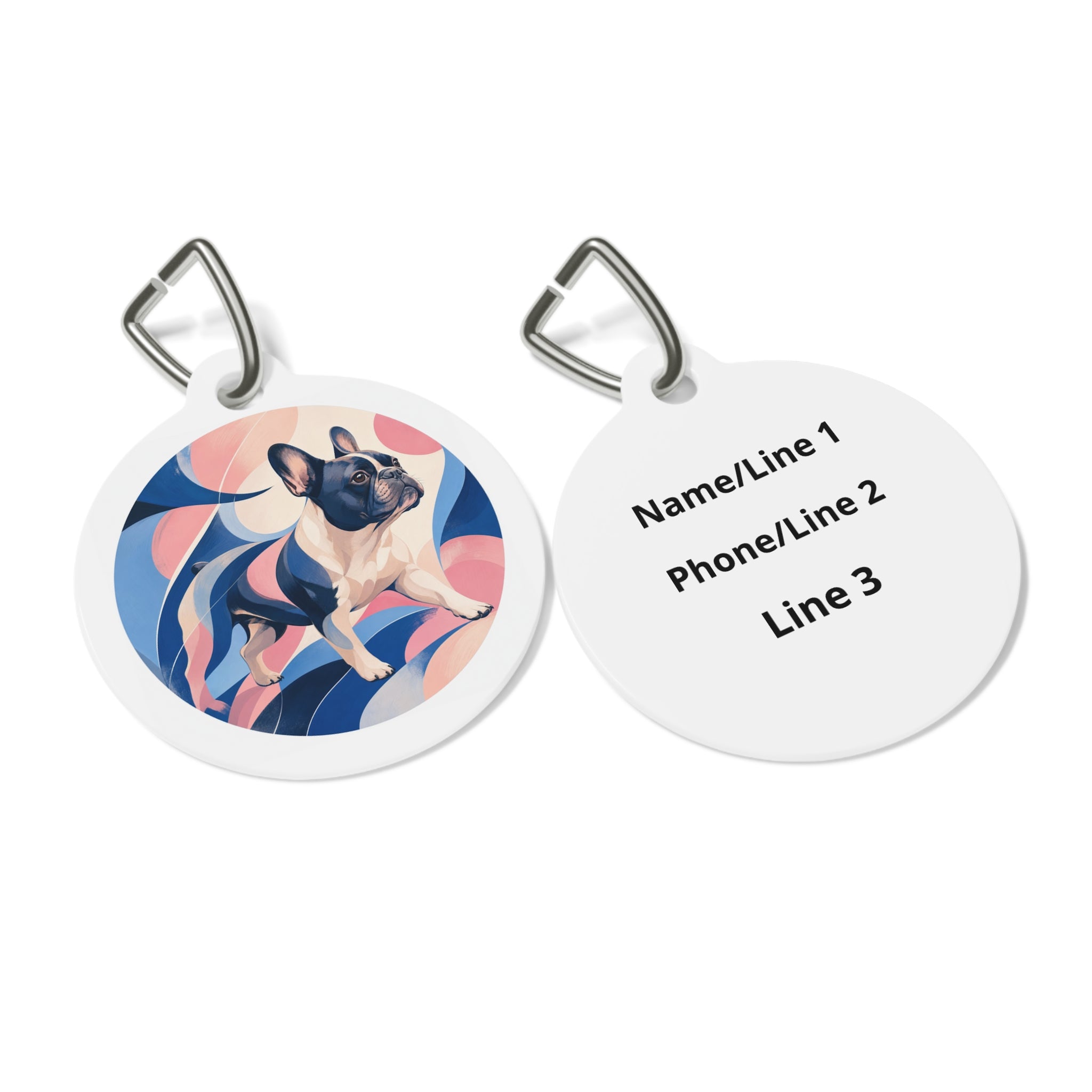French Bulldog Whimsical Playful Portrait Personalized Dog ID Tag