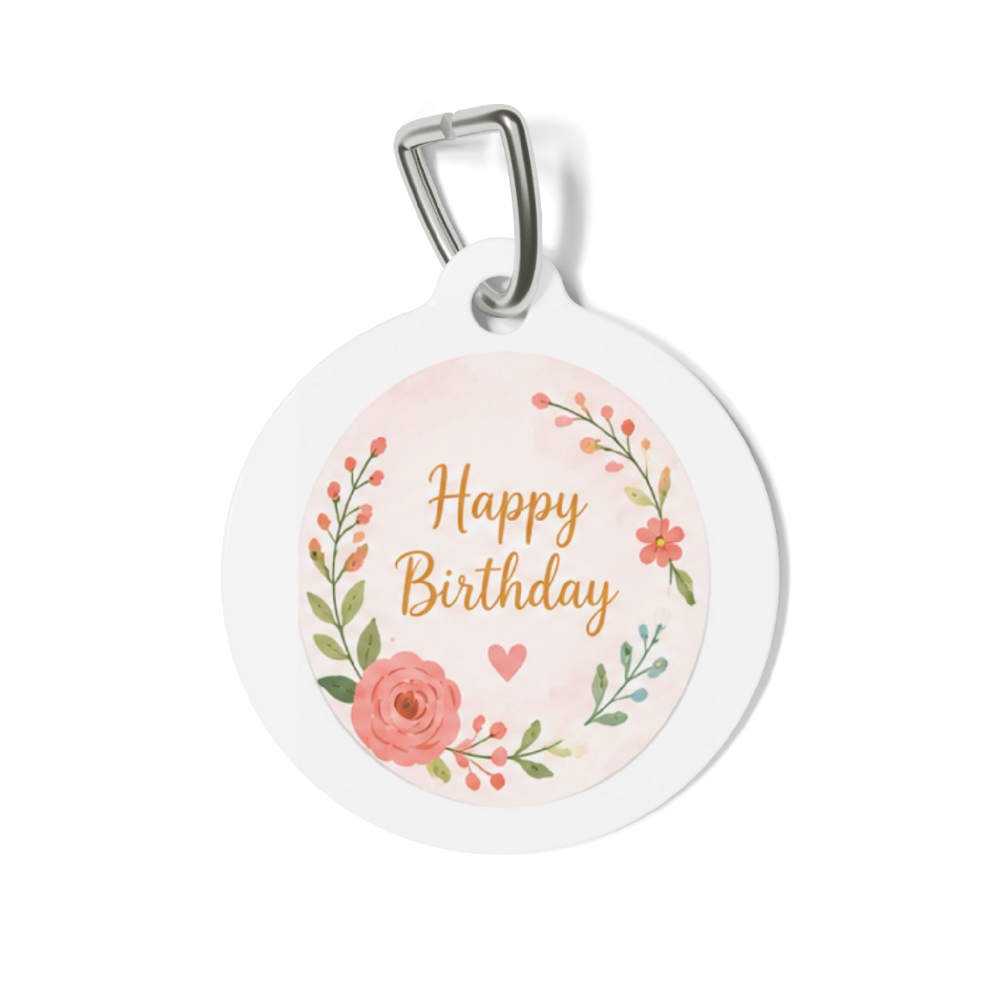 Blush Rose Floral Keepsake Personalized Dog ID Tag