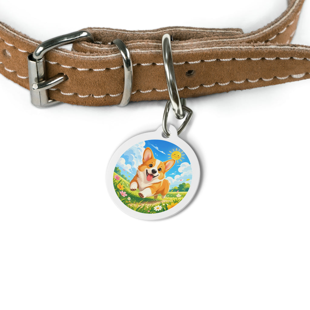 Chapa de identificación personalizada para perro Pembroke Welsh Corgi Sunny Meadow