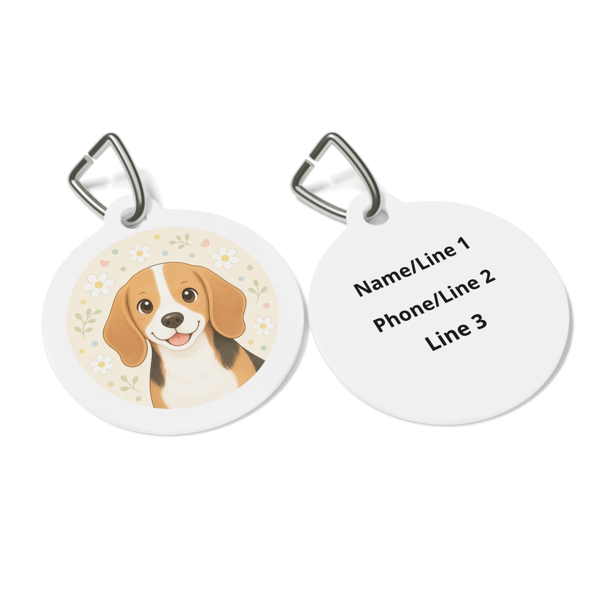 Beagle Pastel Confetti Personalized Dog ID Tag