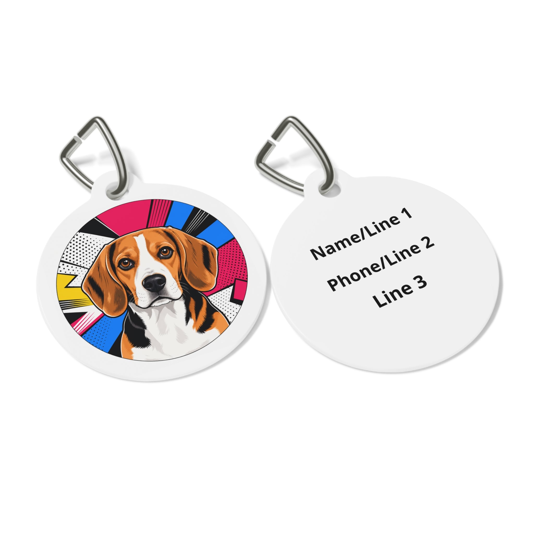 Beagle Comic Pop Portrait Personalized Dog ID Tag