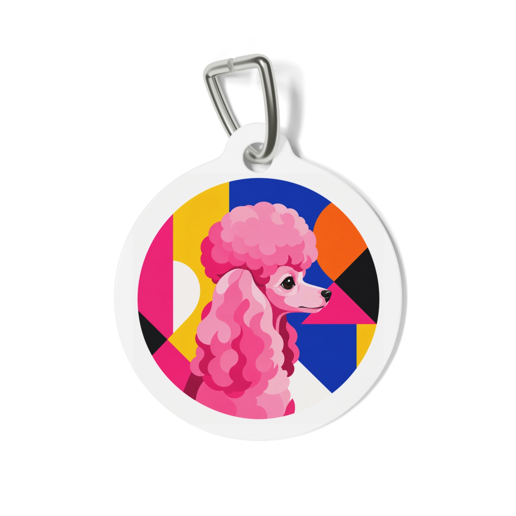 Toy Poodle Hot Pink Geometric Show Poodle Personalized Dog ID Tag