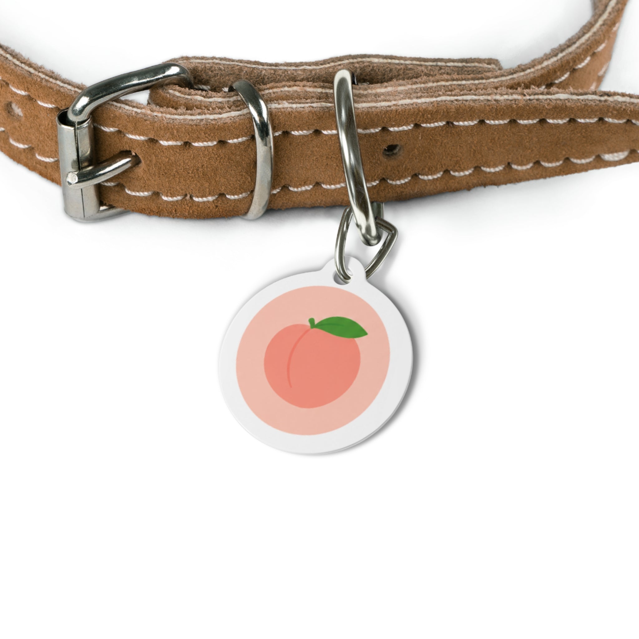 Soft Peach Cheerful Fruit Pattern Personalized Dog ID Tag