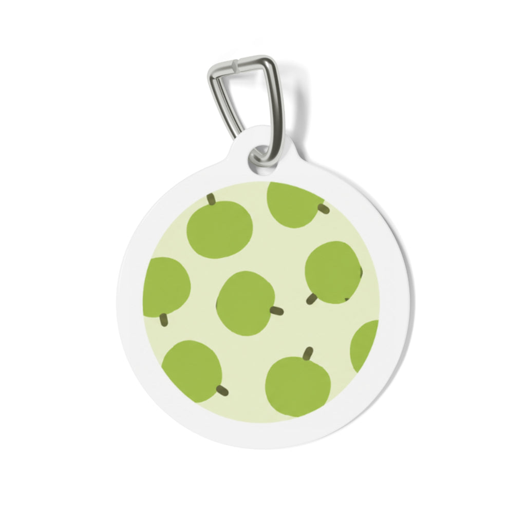 Green Apple Scatter Cheerful Fruit Pattern Personalized Dog ID Tag