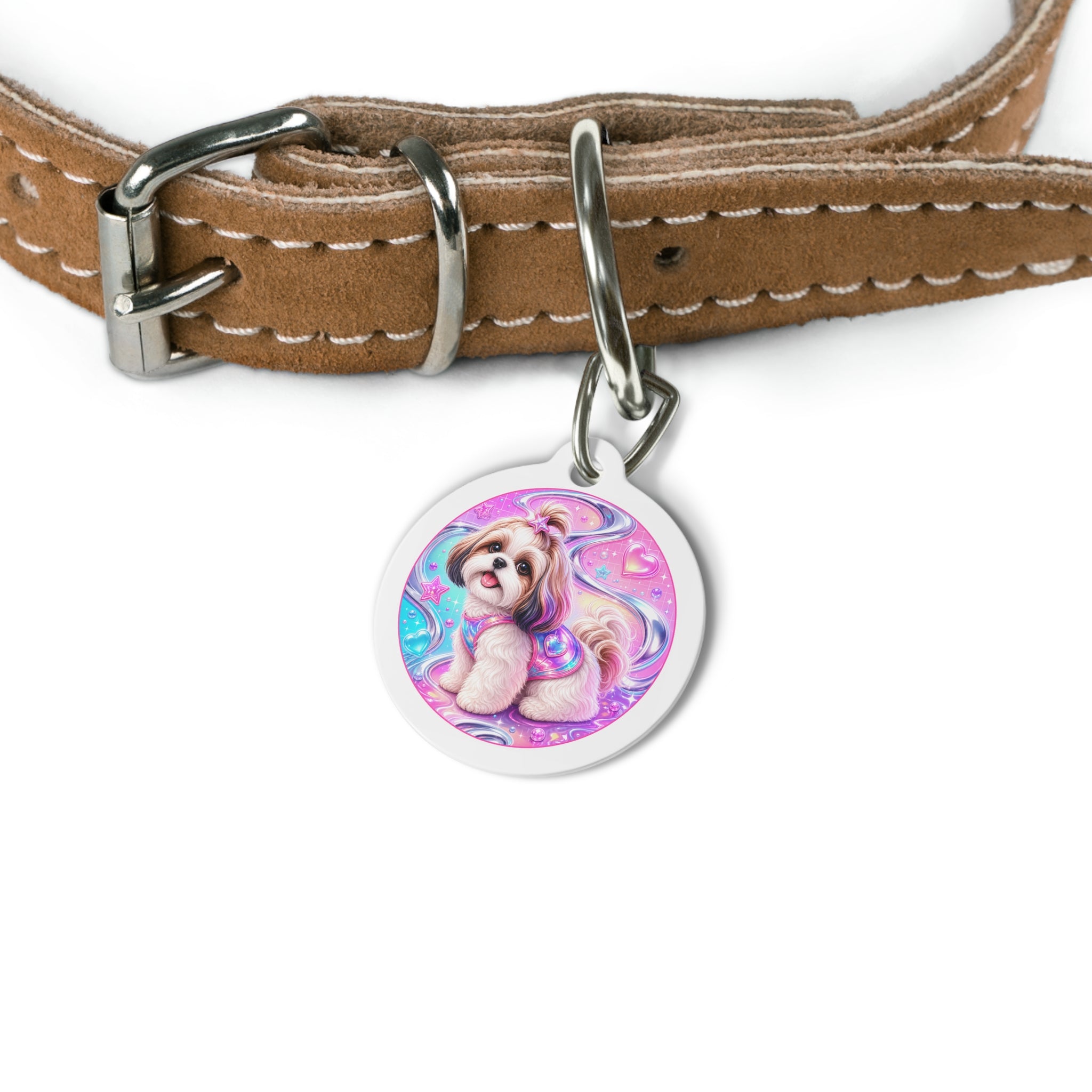 Shih Tzu Cosmic Pastel Swirl Personalized Dog ID Tag
