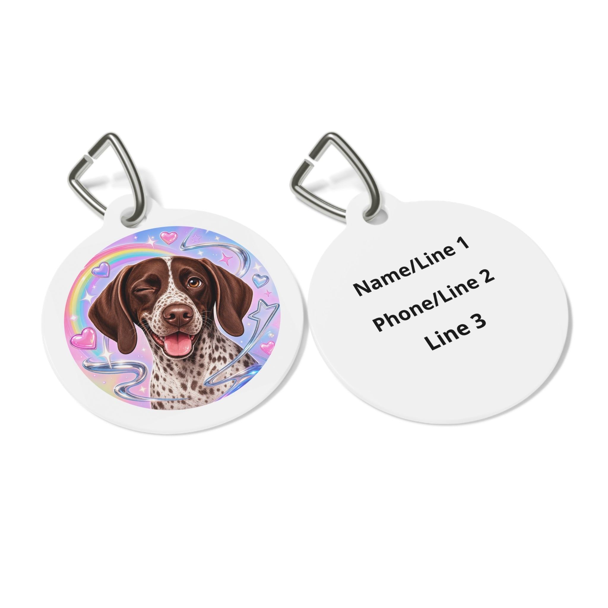 German Shorthaired Pointer Cosmic Watercolor Personalized Dog ID Tag
