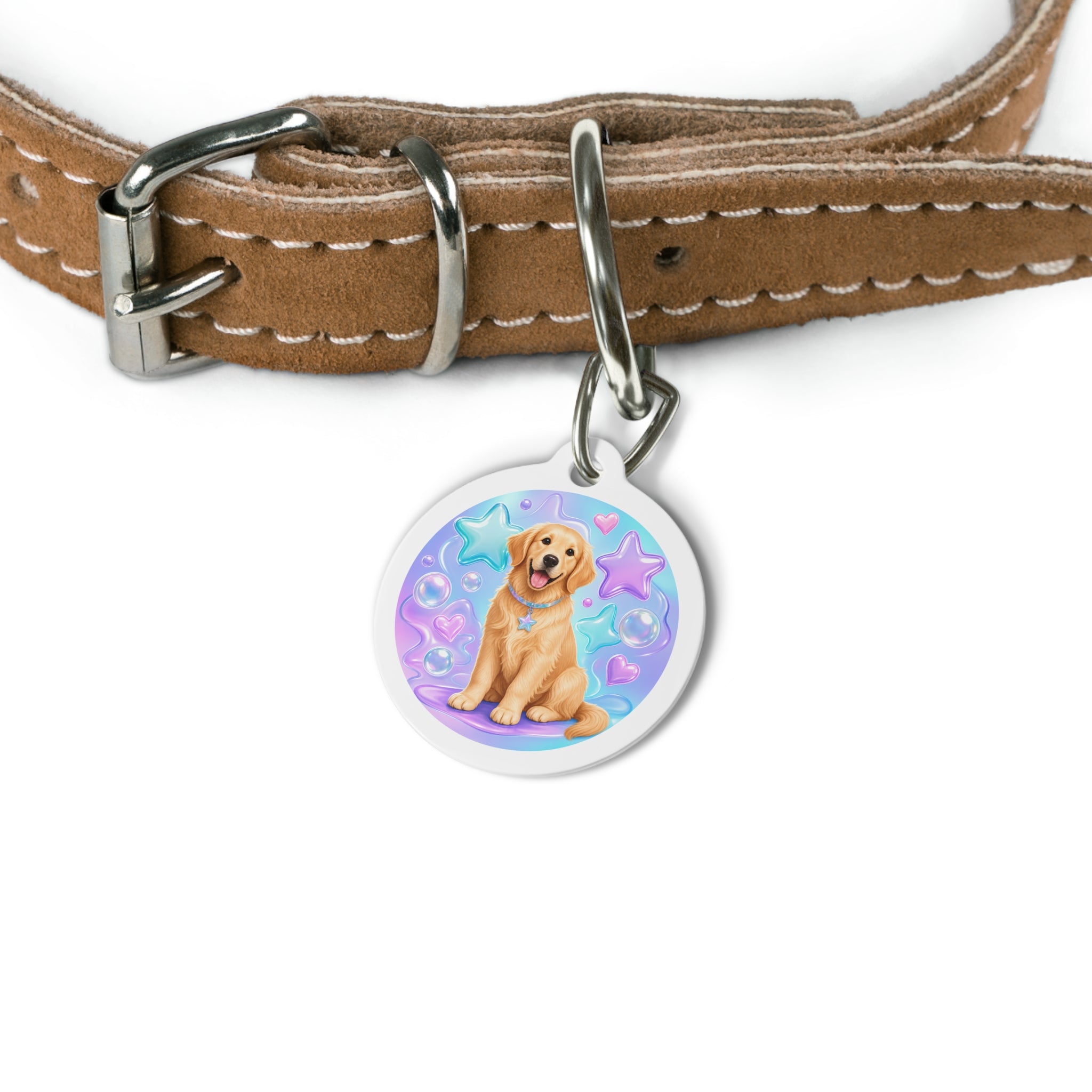 Chapa de identificación personalizada para perro Golden Retriever Bubble Dream