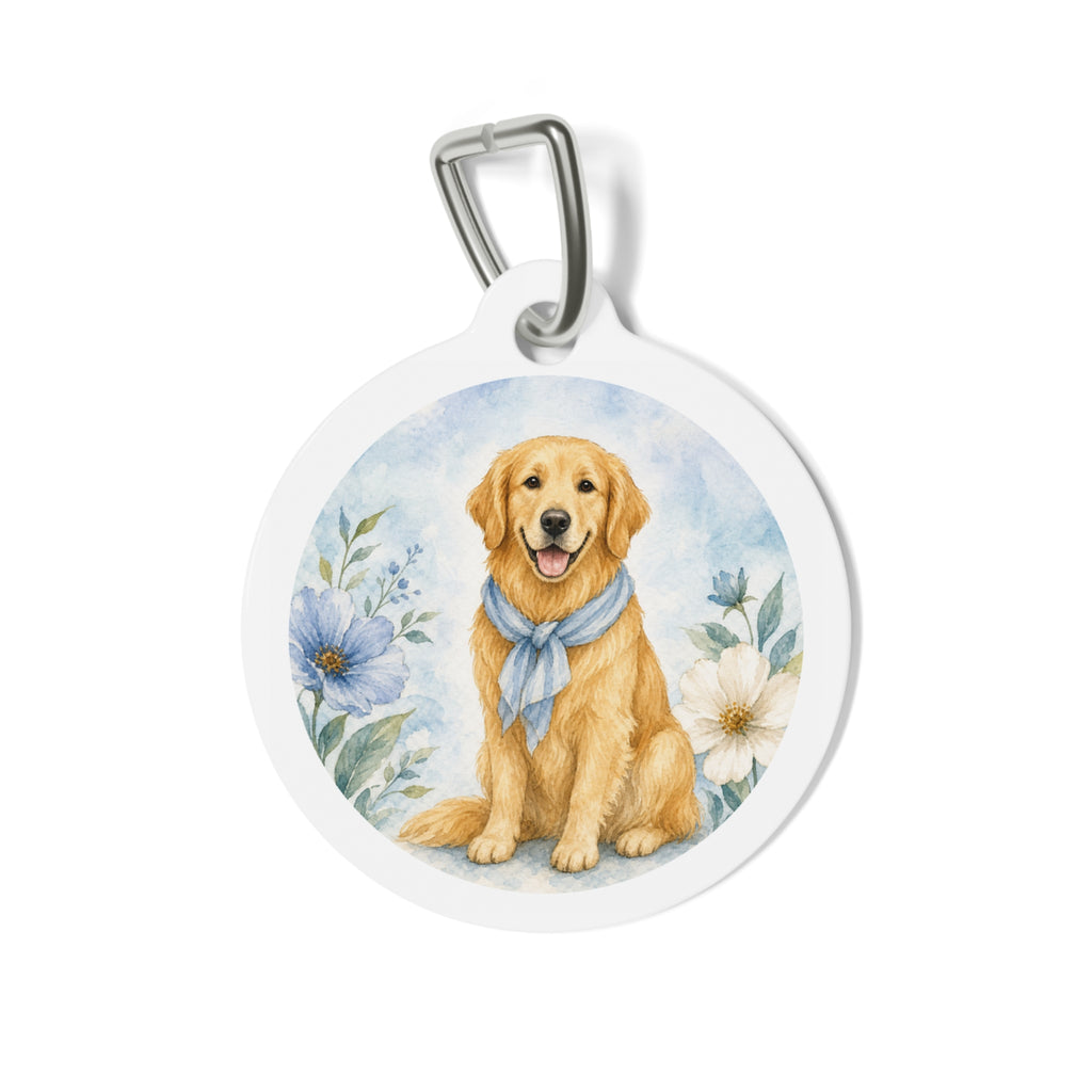 Chapa de identificación personalizada para perro Golden Retriever Blue Meadow