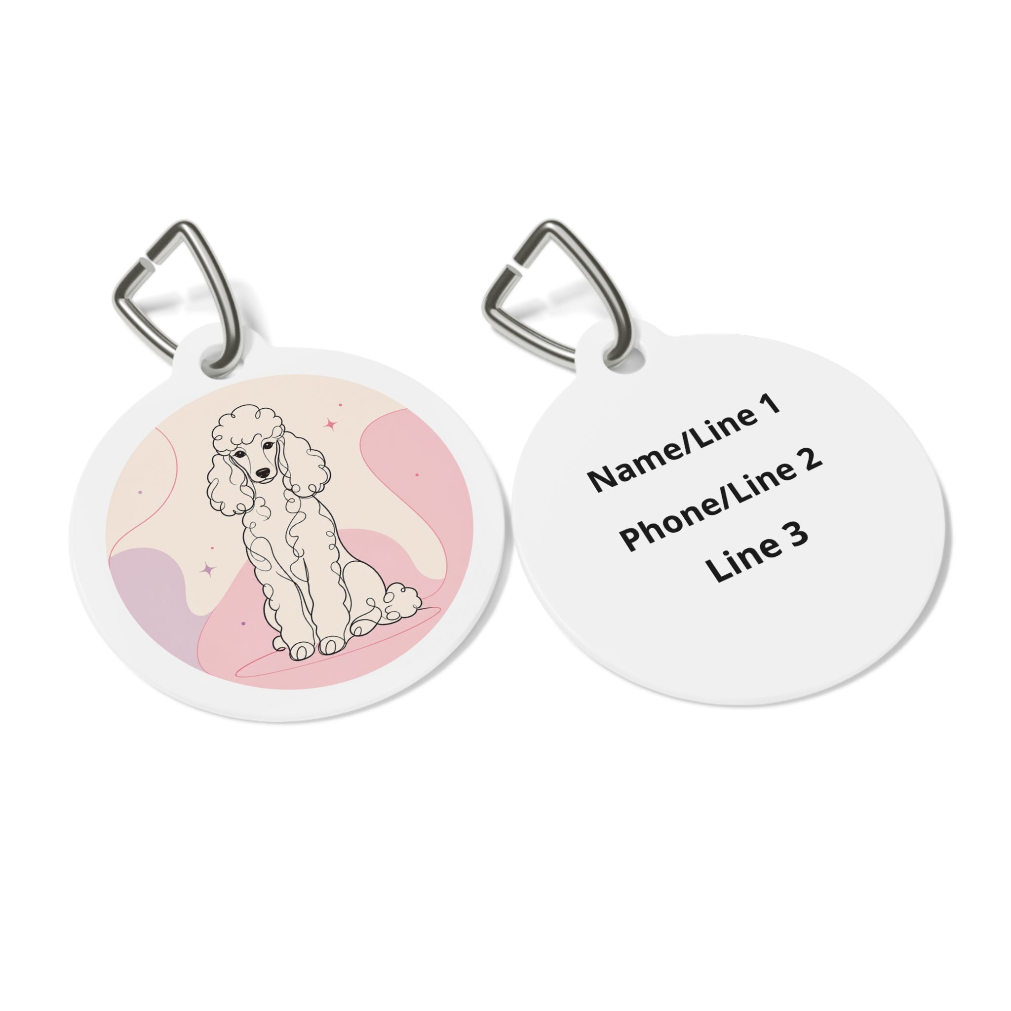 Etiqueta de identificación de perro personalizada Poodle Blush Line Art