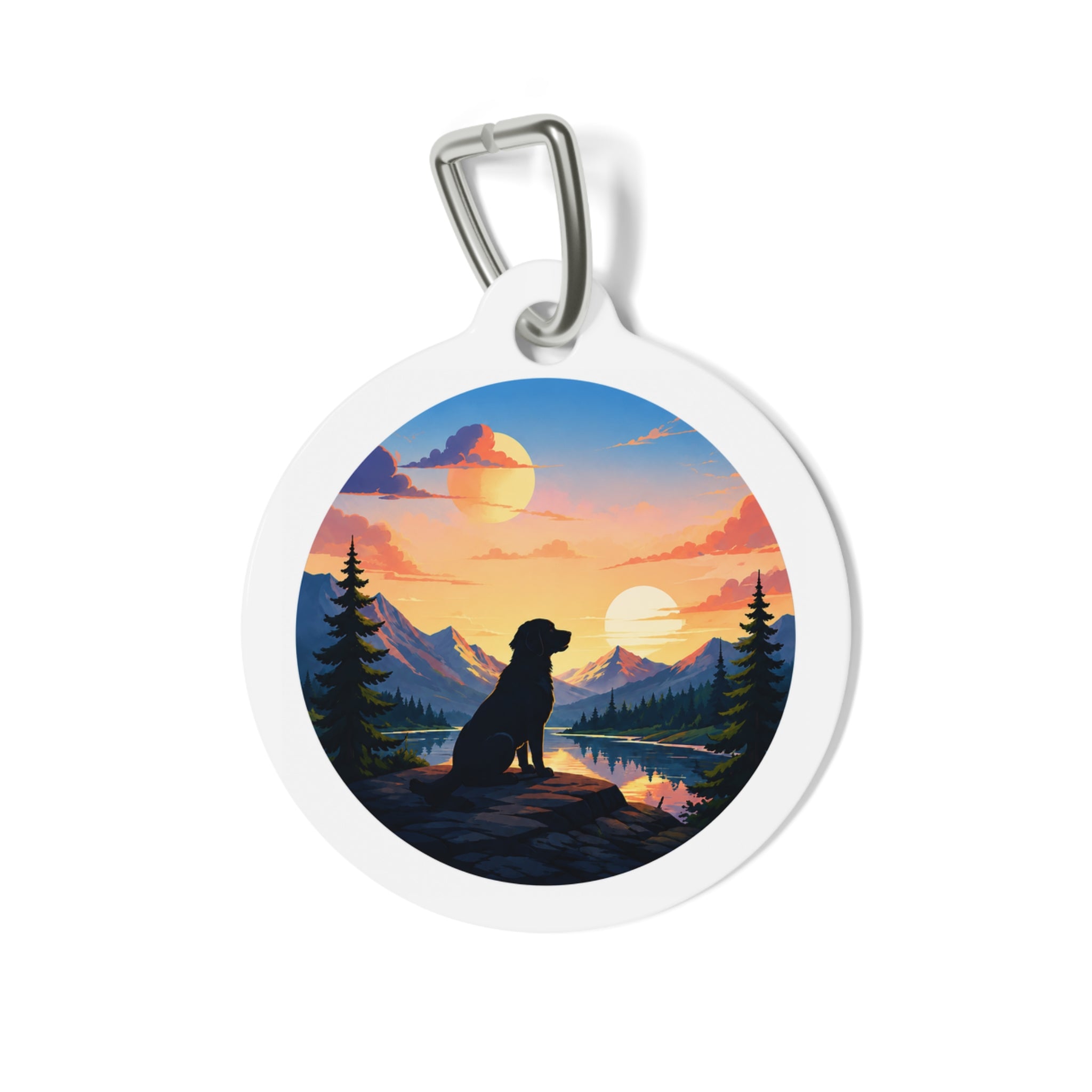Lakeside Sunset Scenic Outdoor Adventure Personalized Dog ID Tag