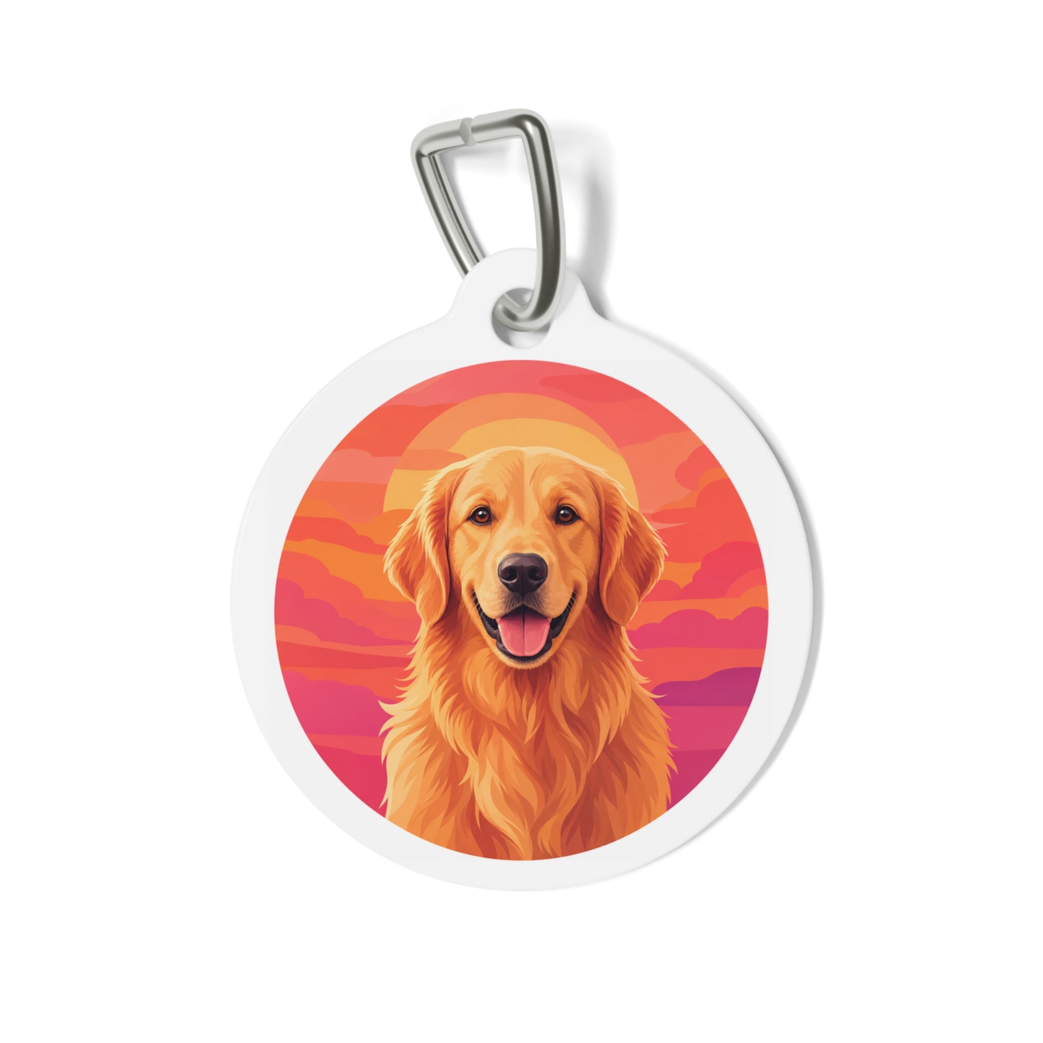 Golden Retriever Sunset Glow Personalized Dog ID Tag