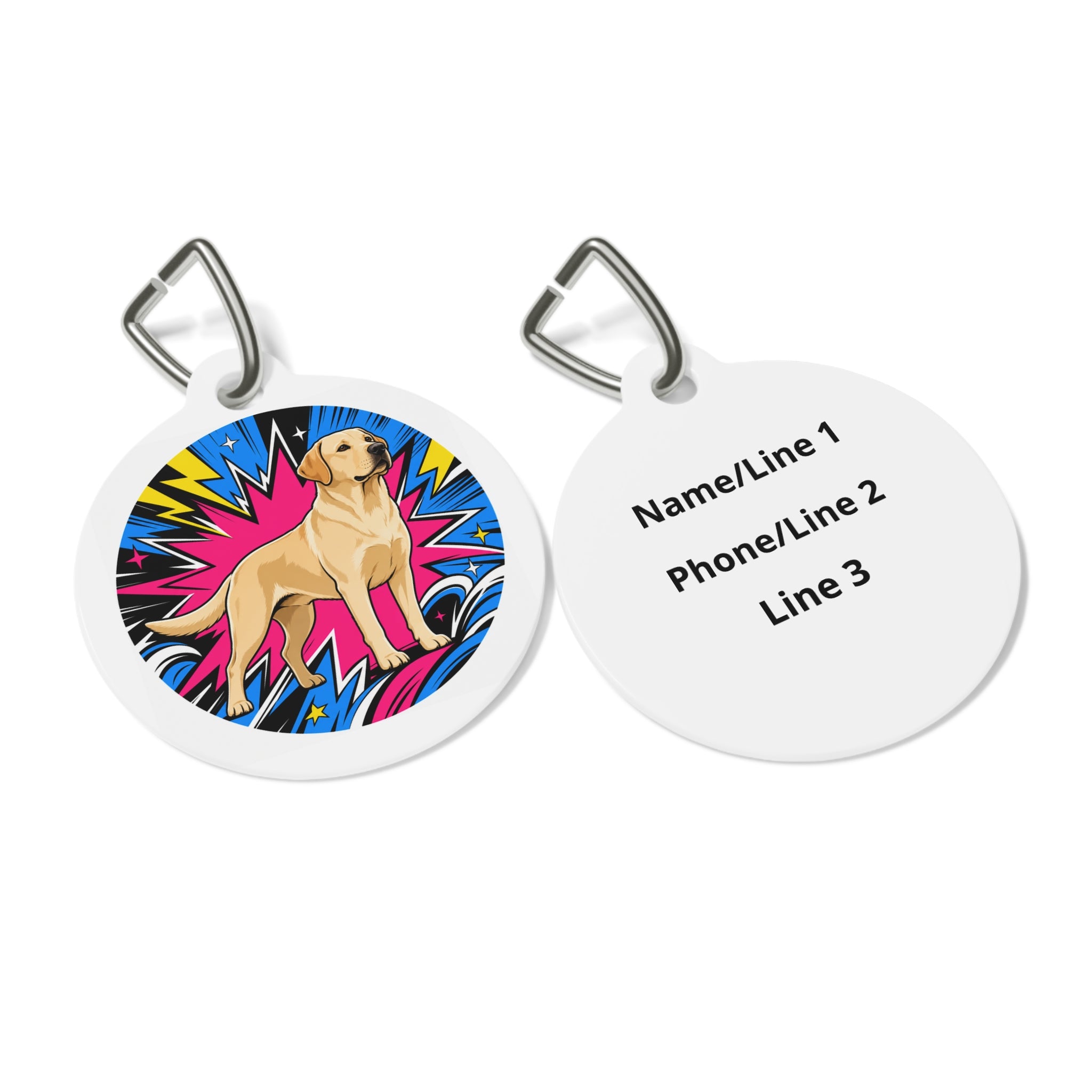 Labrador Retriever Comic Charge Personalized Dog ID Tag