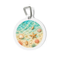 Placa de identificación personalizada para perro con diseño de escena costera de ensueño "Seashell Lagoon"