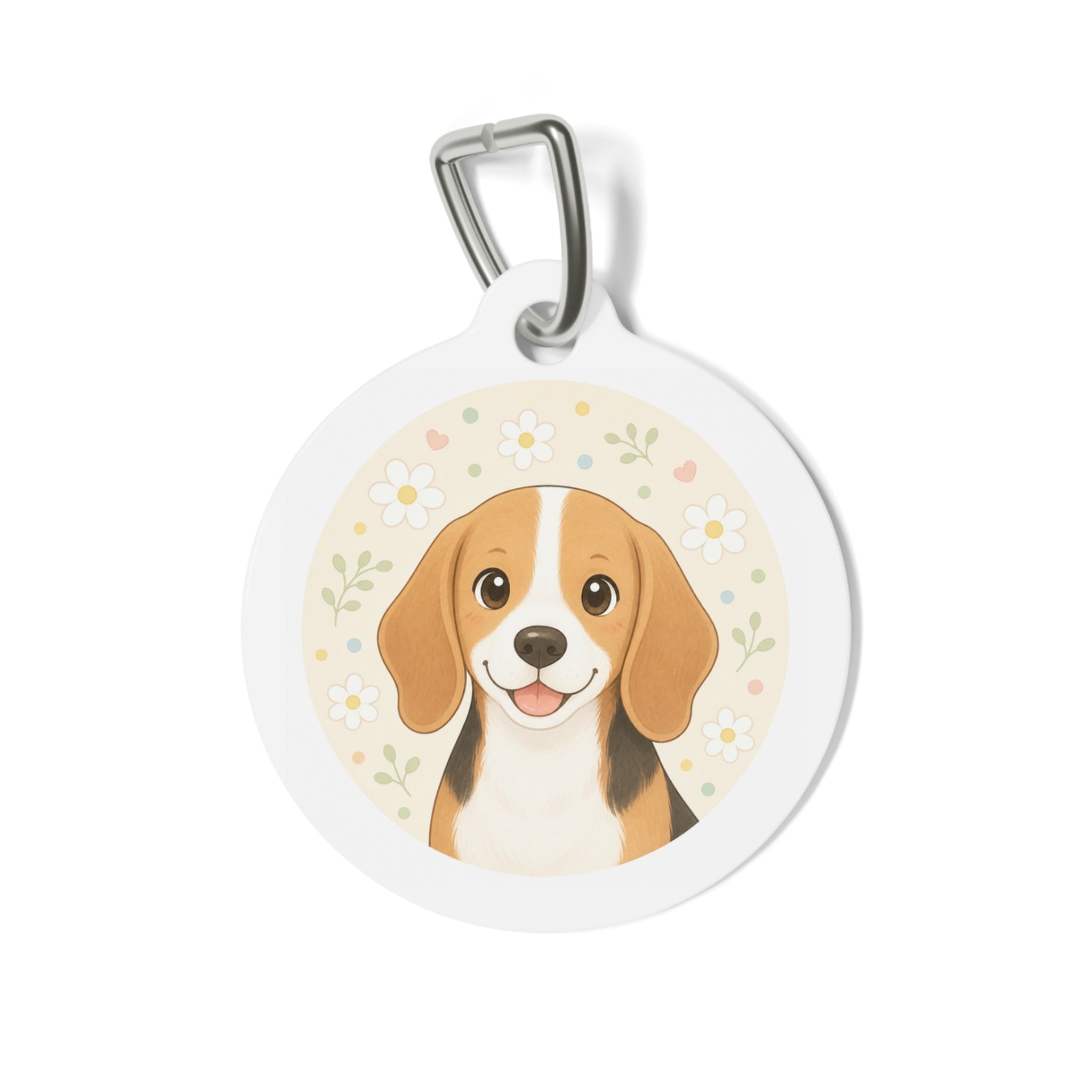 Beagle Pastel Confetti Personalized Dog ID Tag