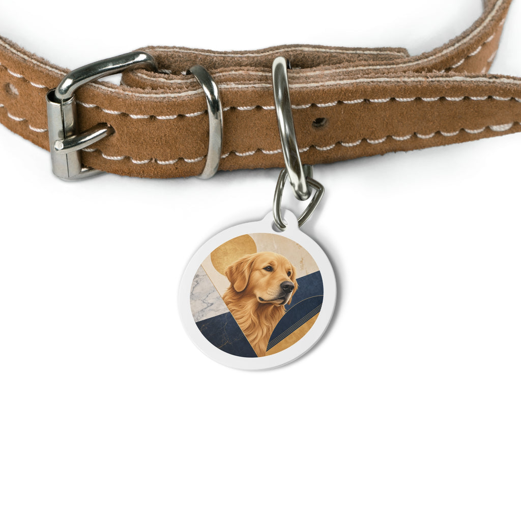 Golden Retriever Navy Marble Personalized Dog ID Tag