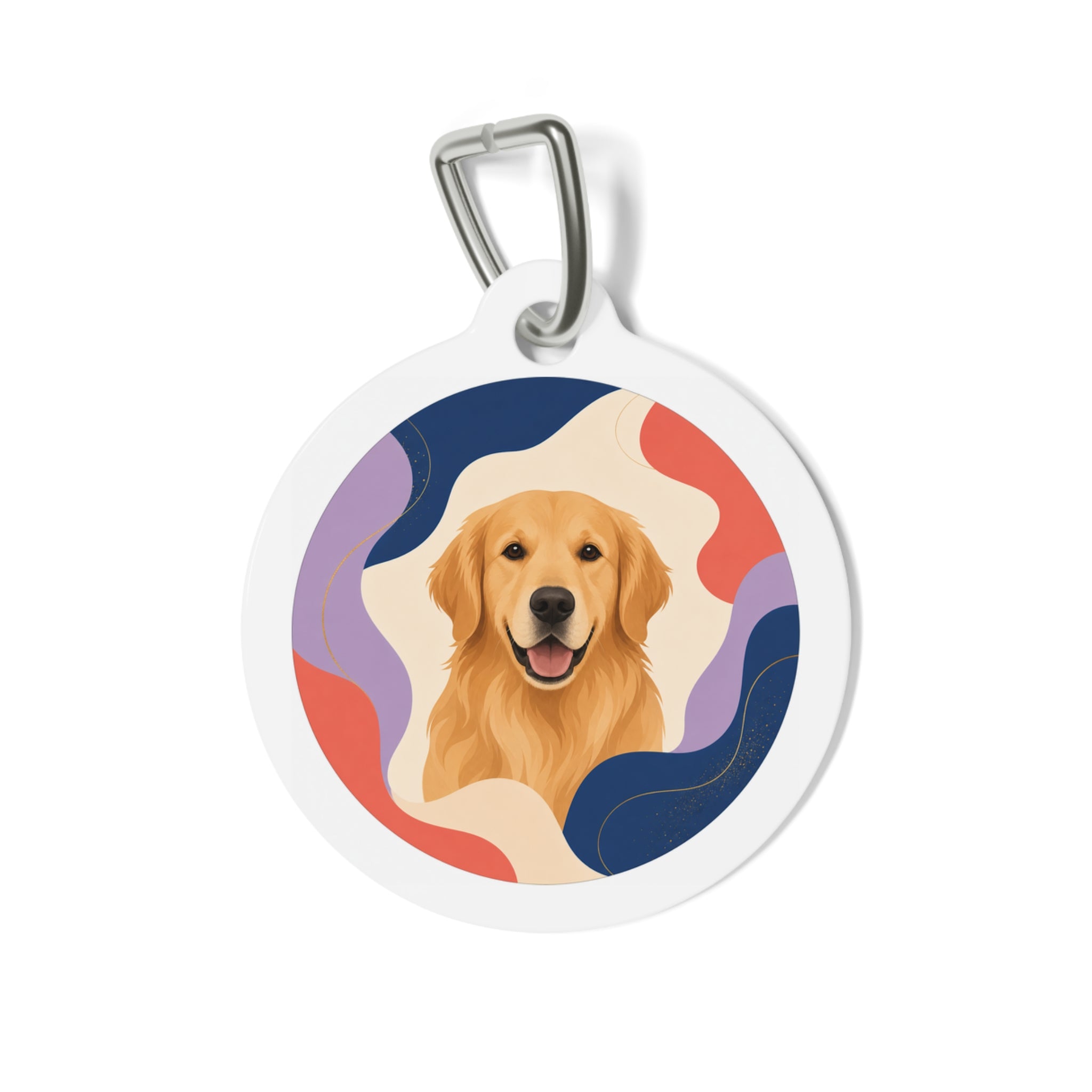 Golden Retriever Retro Wave Personalized Dog ID Tag