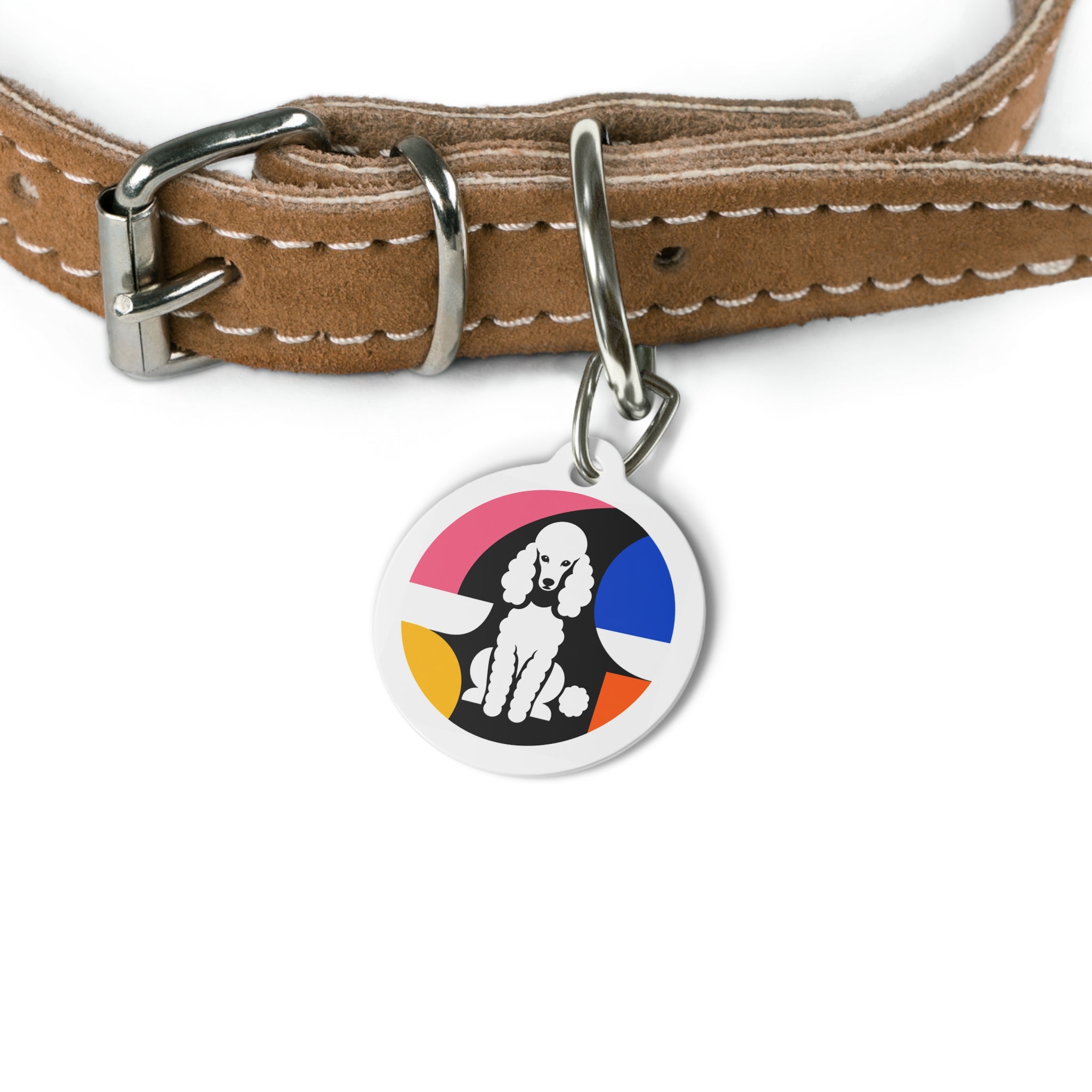 Poodle Mod Monochrome Personalized Dog ID Tag