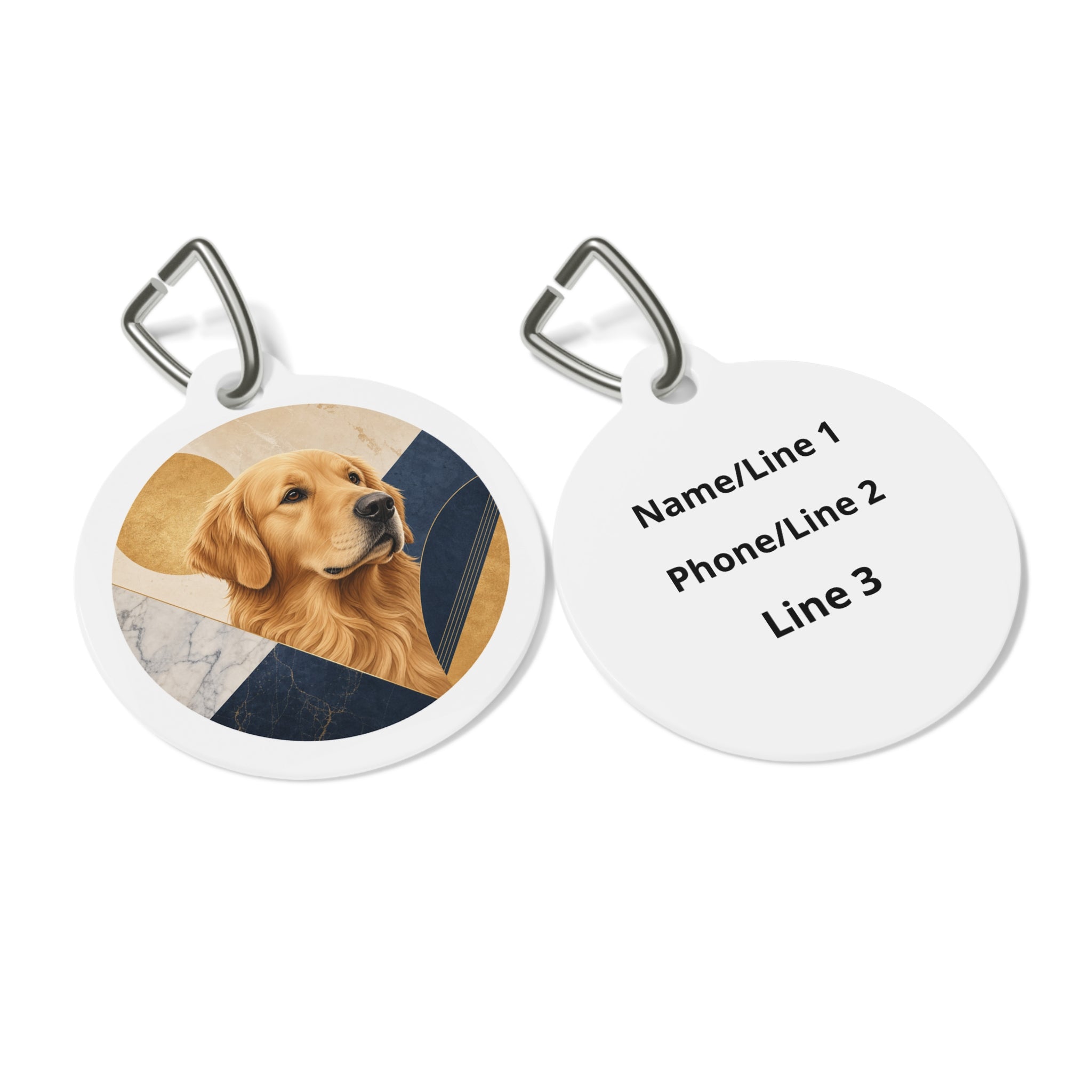 Golden Retriever Navy Marble Personalized Dog ID Tag
