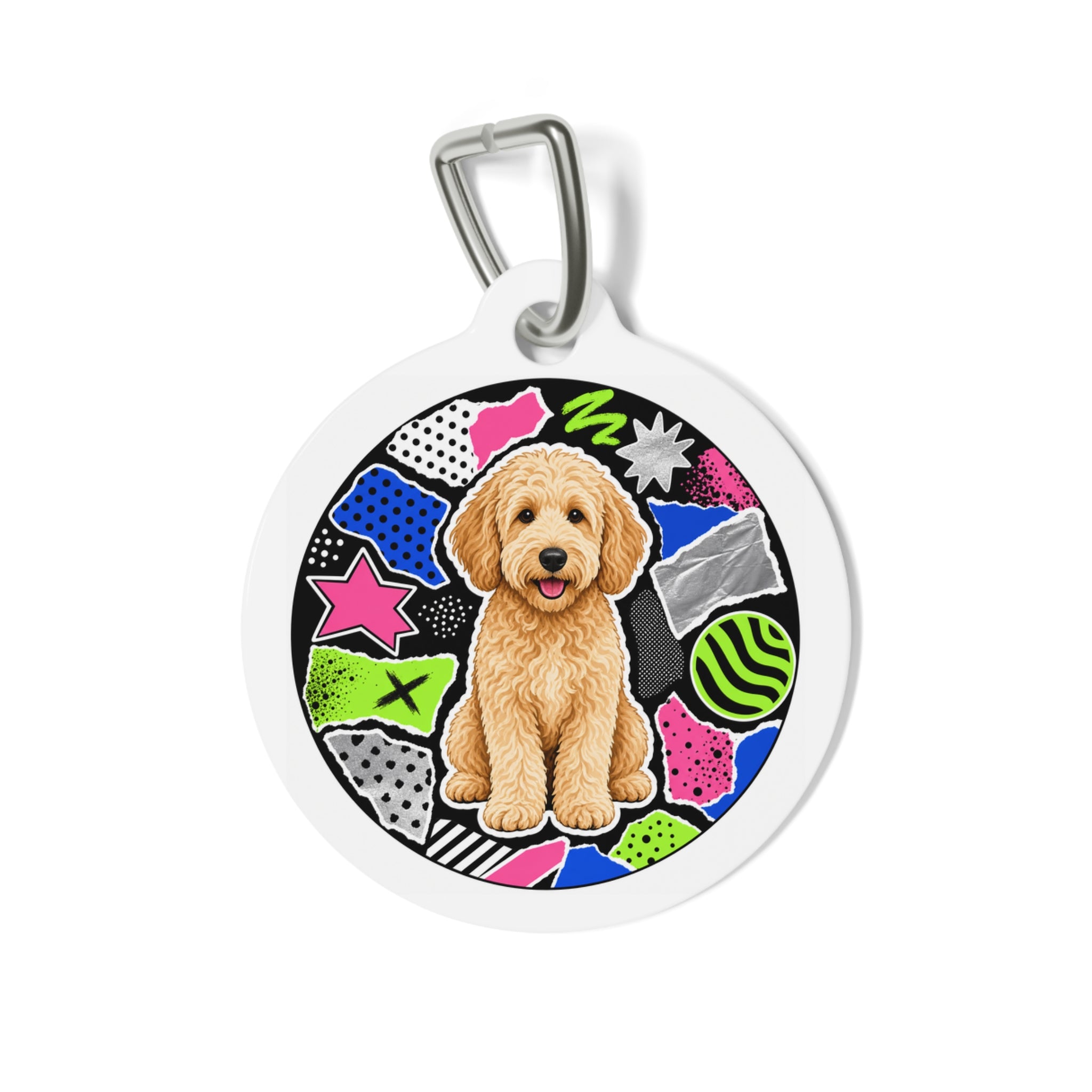 Goldendoodle Retro Pop Personalized Dog ID Tag