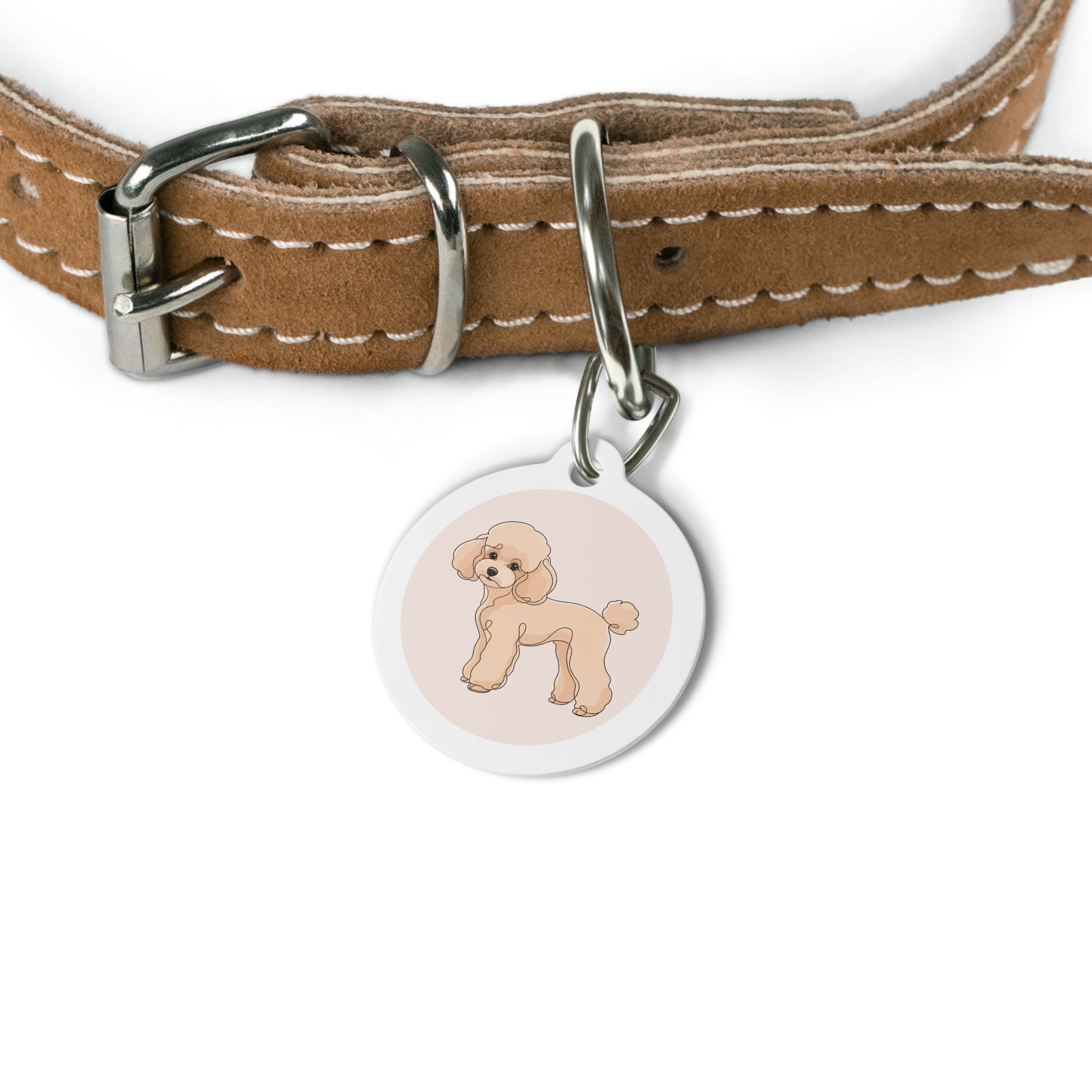 Toy Poodle Minimal Line Art Apricot Personalized Dog ID Tag