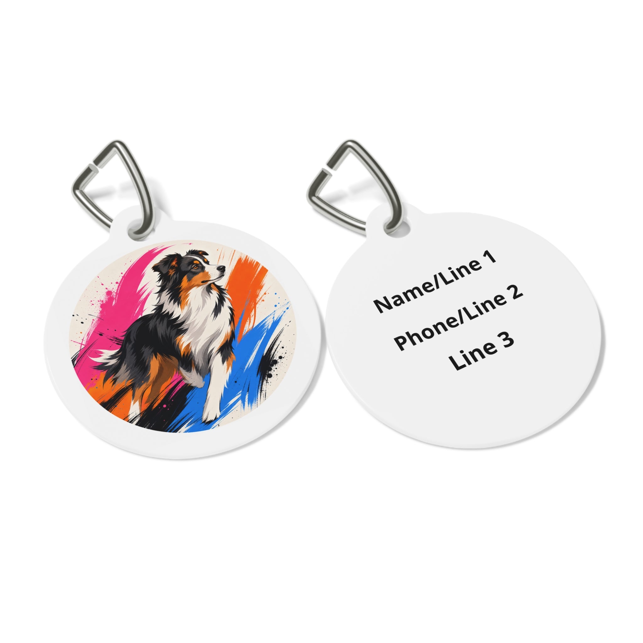 Australian Shepherd Bold Brushstroke Personalized Dog ID Tag