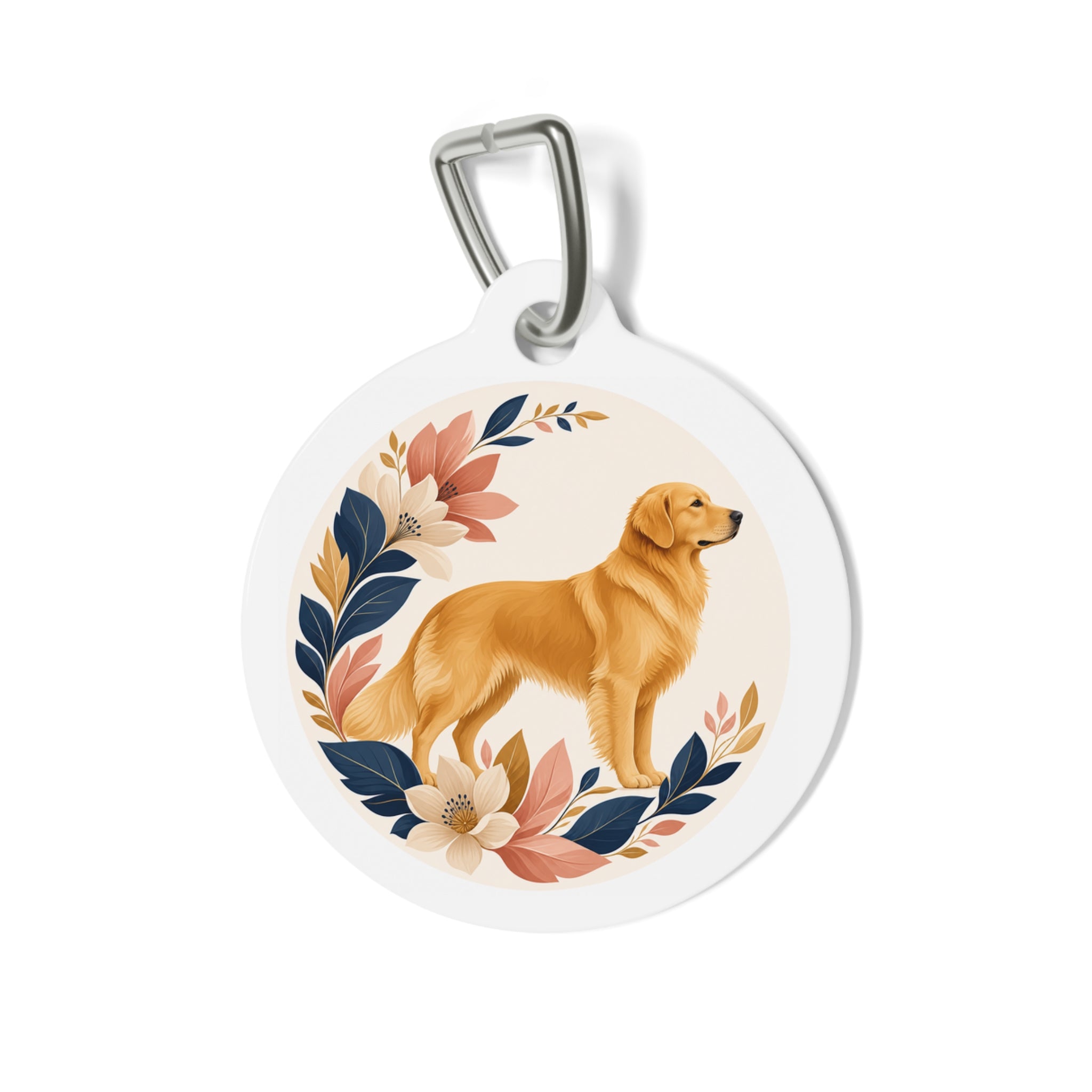 Golden Retriever Autumn Blossom Personalized Dog ID Tag