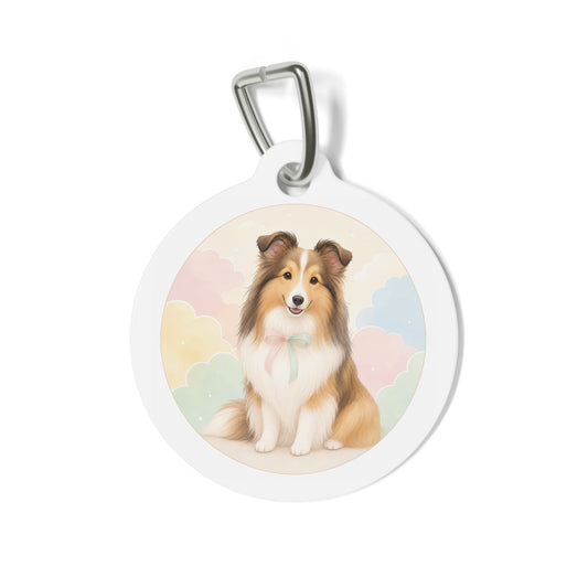 Shetland Sheepdog Pastel Cloud Portrait Personalized Dog ID Tag