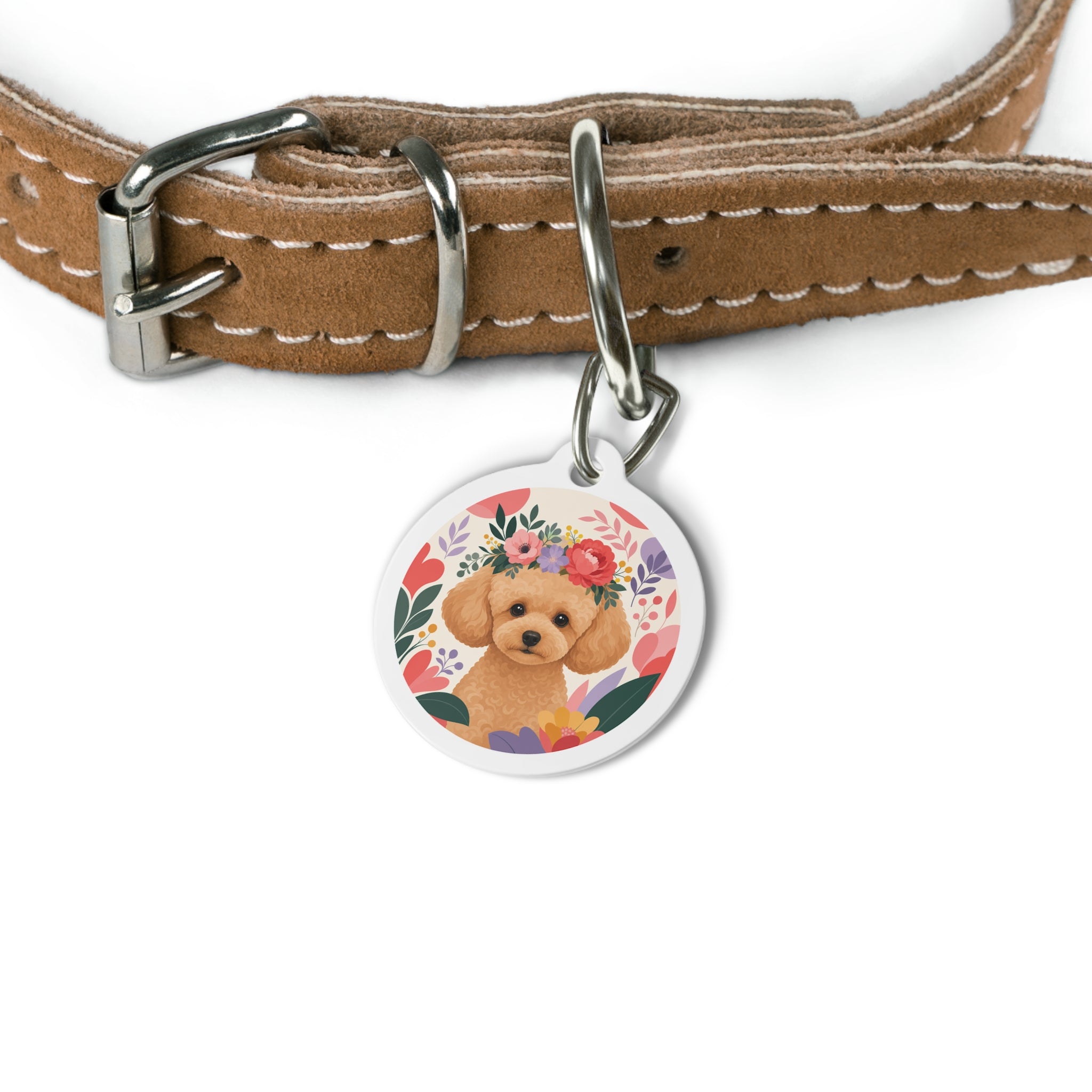 Toy Poodle Garden Crown Apricot Personalized Dog ID Tag