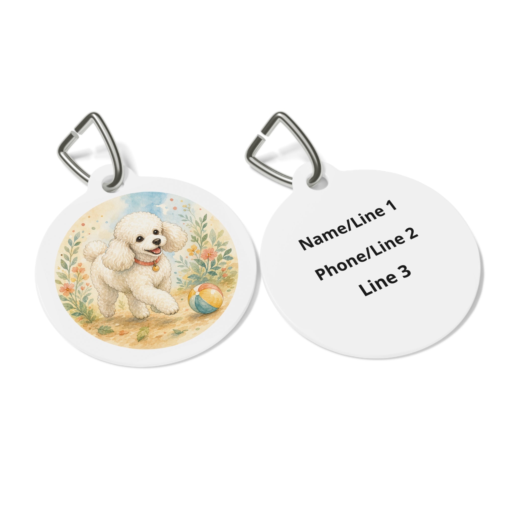 Poodle Garden Play Personalized Dog ID Tag
