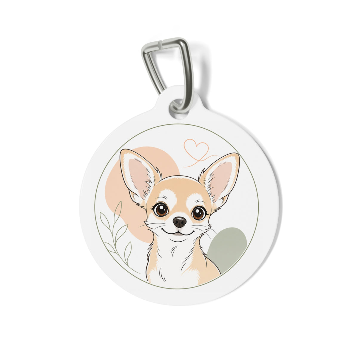 Chihuahua Minimal Botanical Line Art Personalized Dog ID Tag