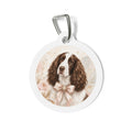 English Springer Spaniel Elegant Floral Portrait Personalized Dog ID Tag