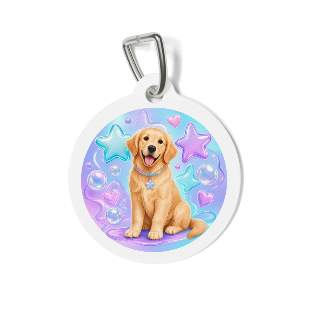 Chapa de identificación personalizada para perro Golden Retriever Bubble Dream