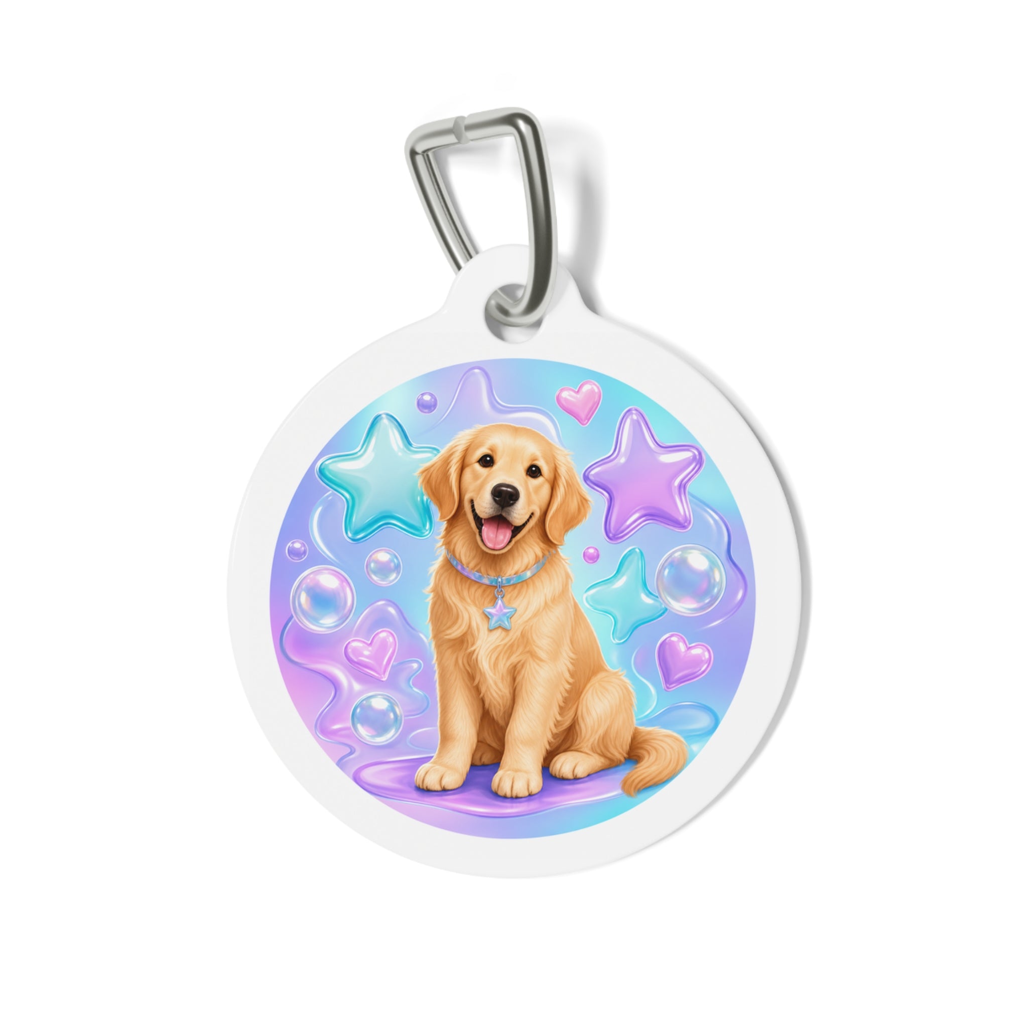 Chapa de identificación personalizada para perro Golden Retriever Bubble Dream