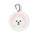 Maltese Blush Minimal Line Portrait Personalized Dog ID Tag