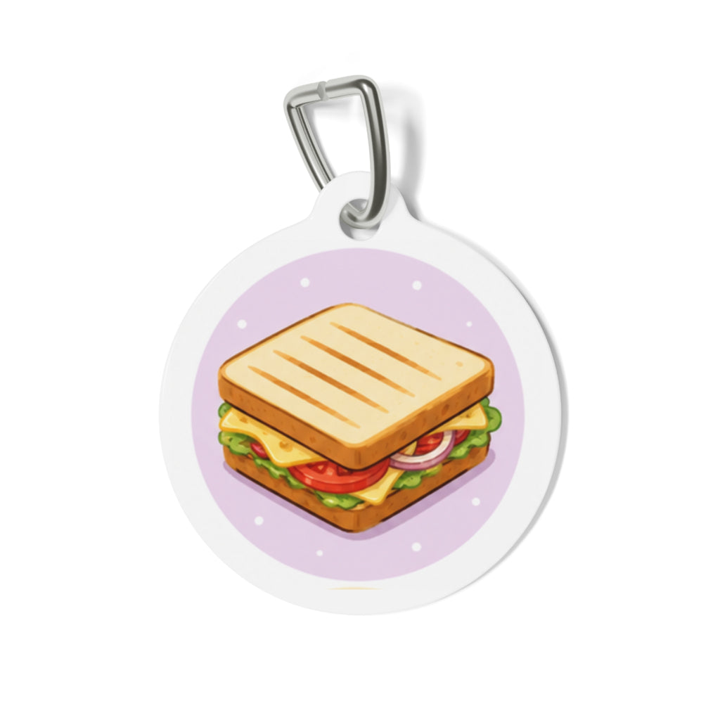 Grilled Sandwich Whimsical Foodie Art Personalized Dog ID Tag