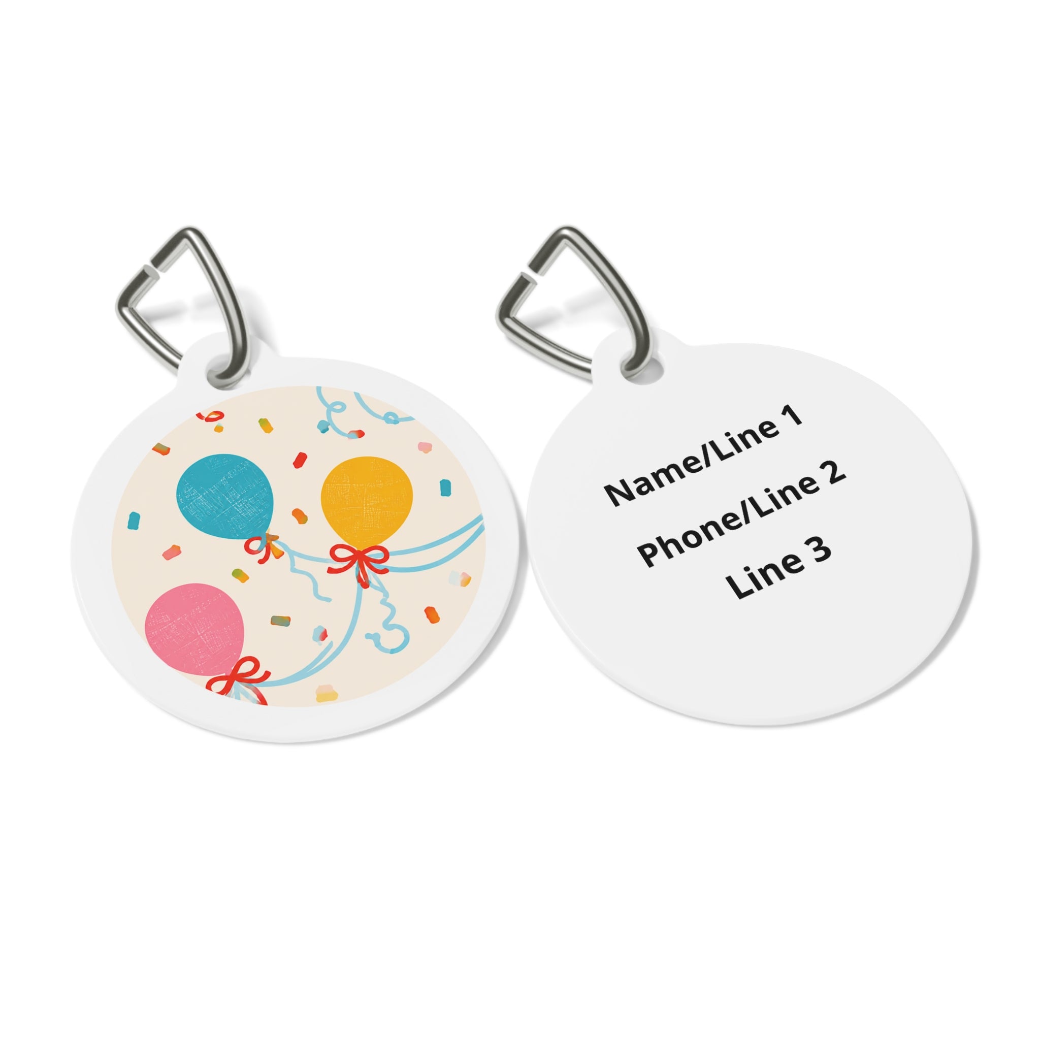 Modern Retro Balloon Confetti Personalized Dog ID Tag