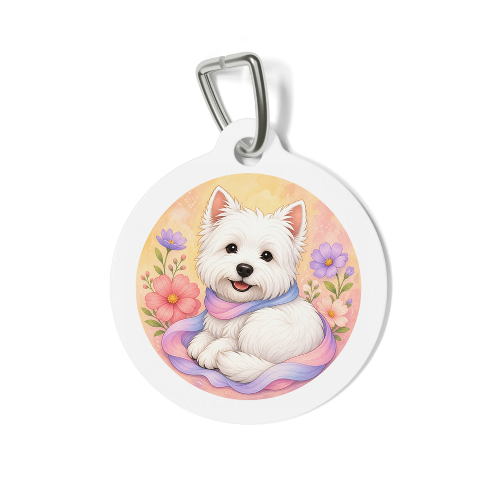 West Highland White Terrier Lavender Garden Personalized Dog ID Tag