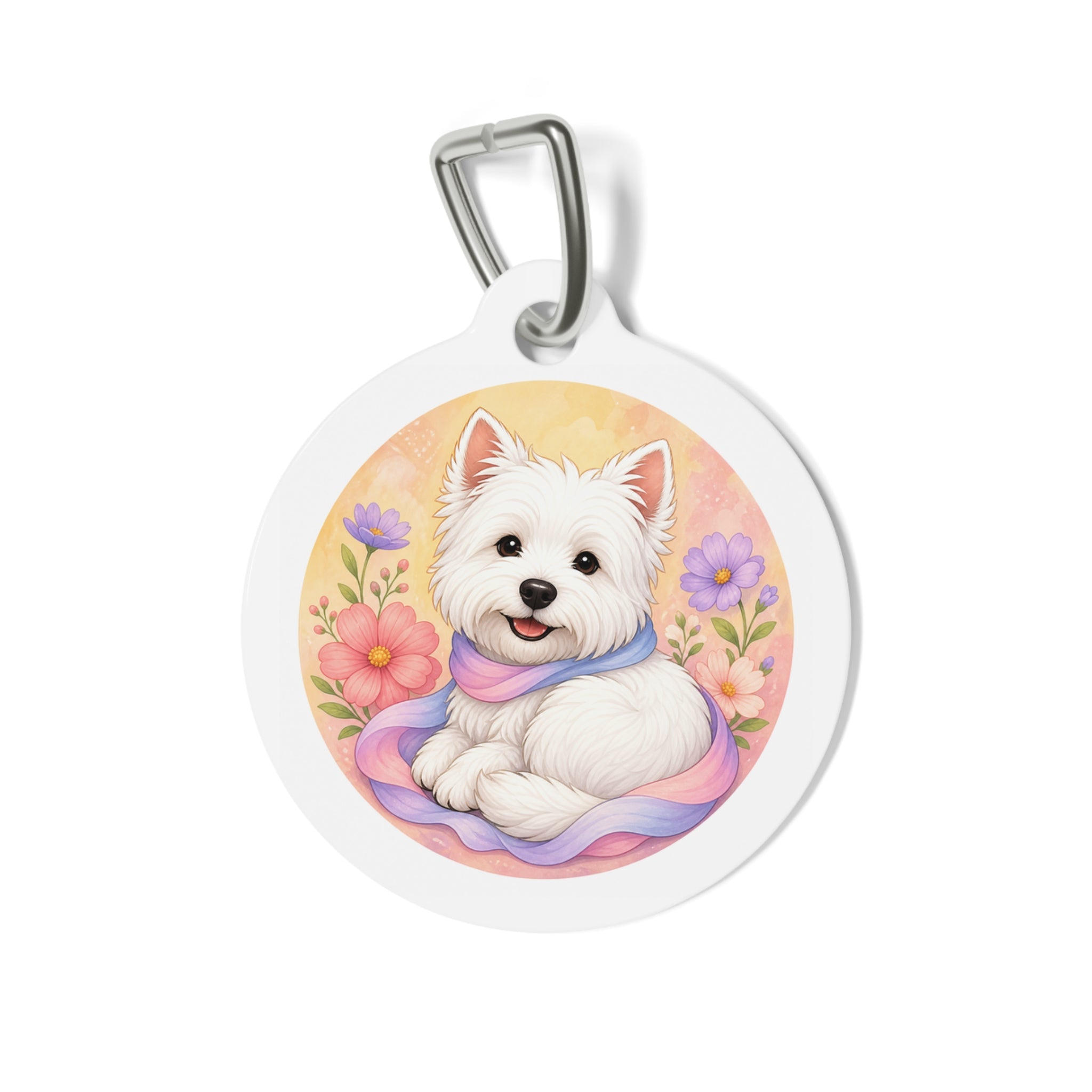 West Highland White Terrier Lavender Garden Personalized Dog ID Tag