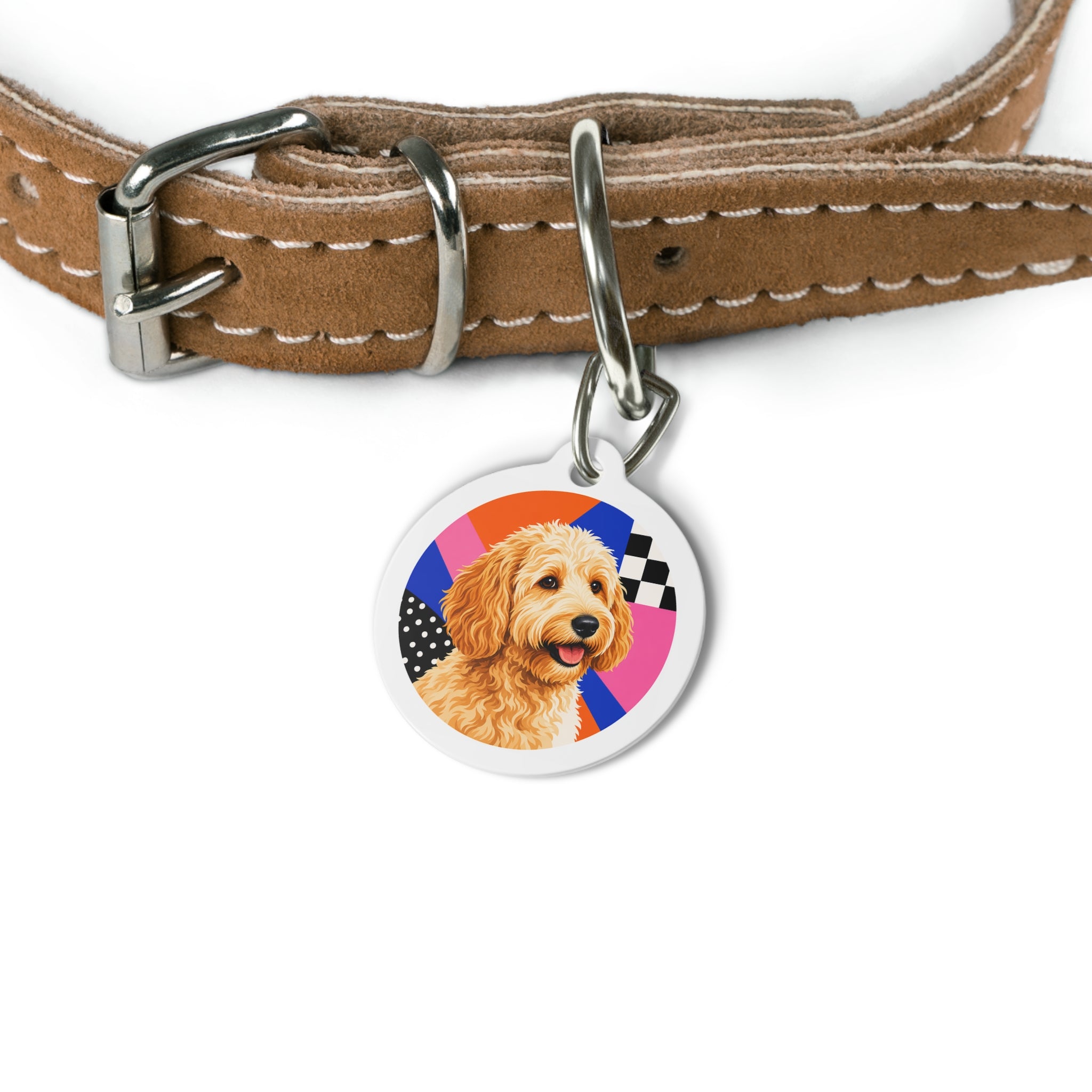 Goldendoodle Colorful Pop Art Personalized Dog ID Tag