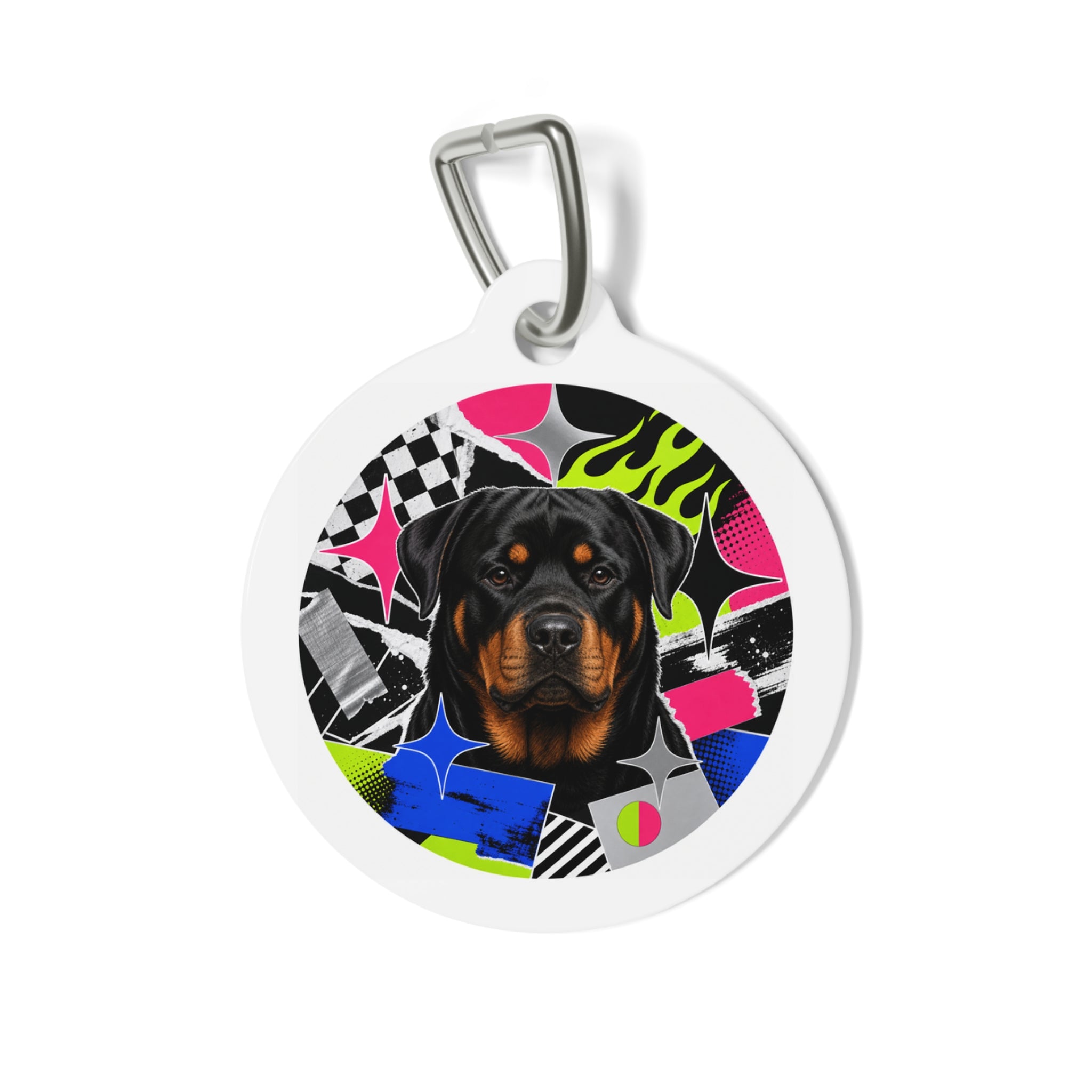 Rottweiler Neon Street Collage Personalized Dog ID Tag