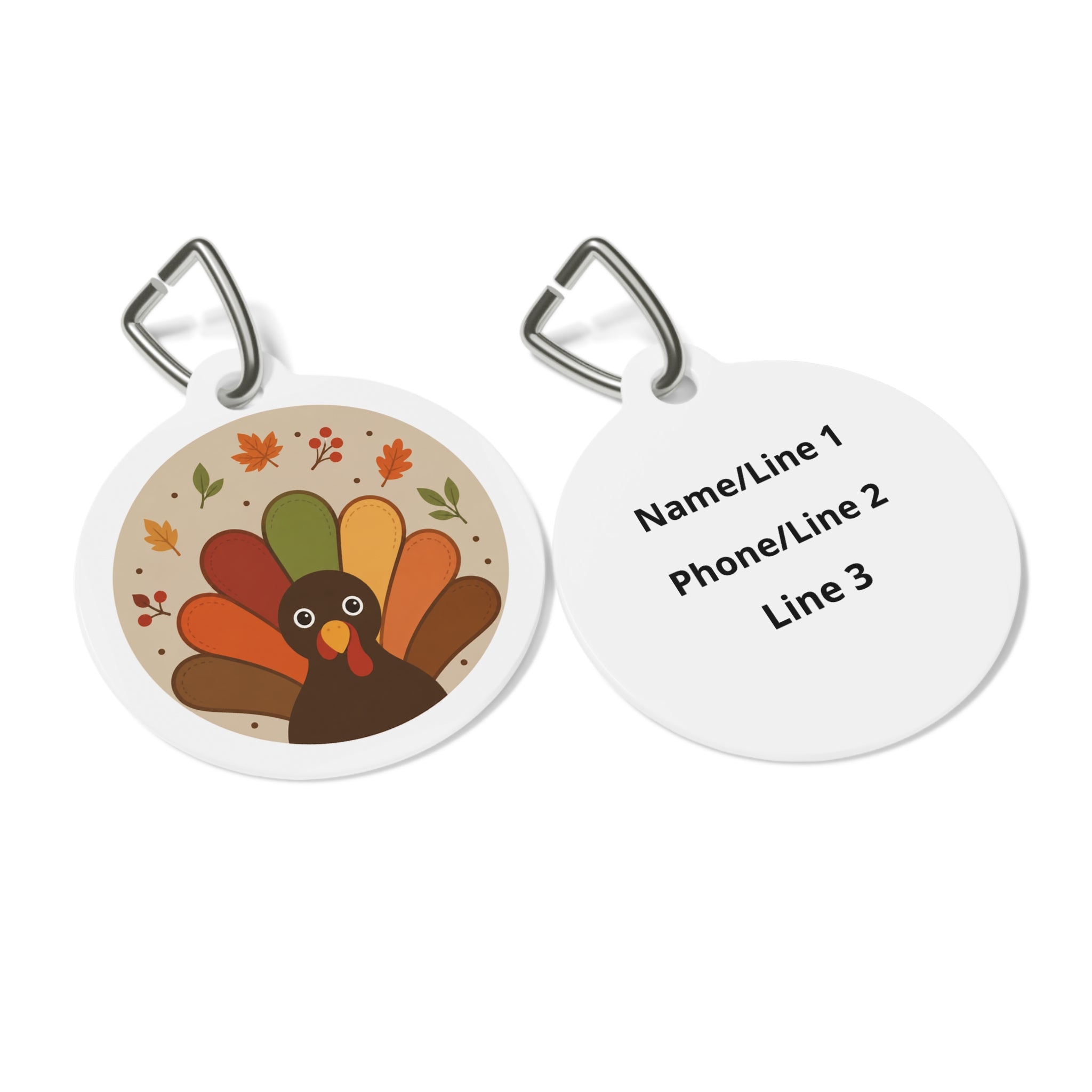 Playful Folk Art Turkey Personalized Dog ID Tag